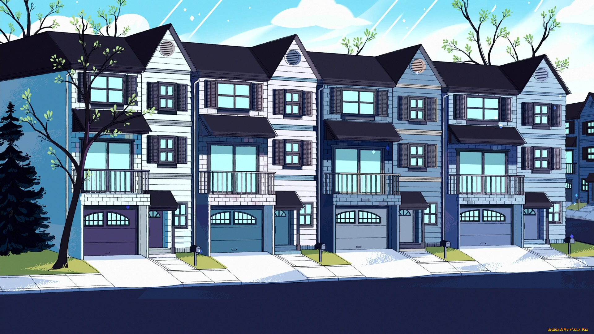 векторная, графика, город, , city, окна, дом