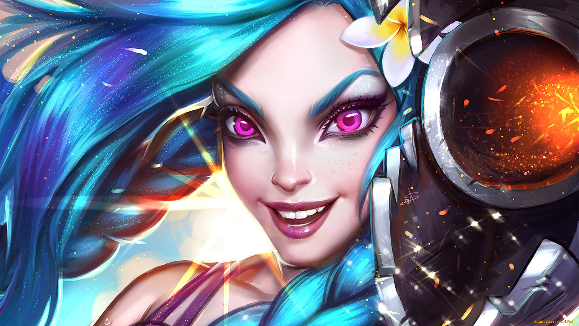 видео, игры, league, of, legends, league, of, legends, улыбка, лицо, loose, cannon, jinx, девушка, art