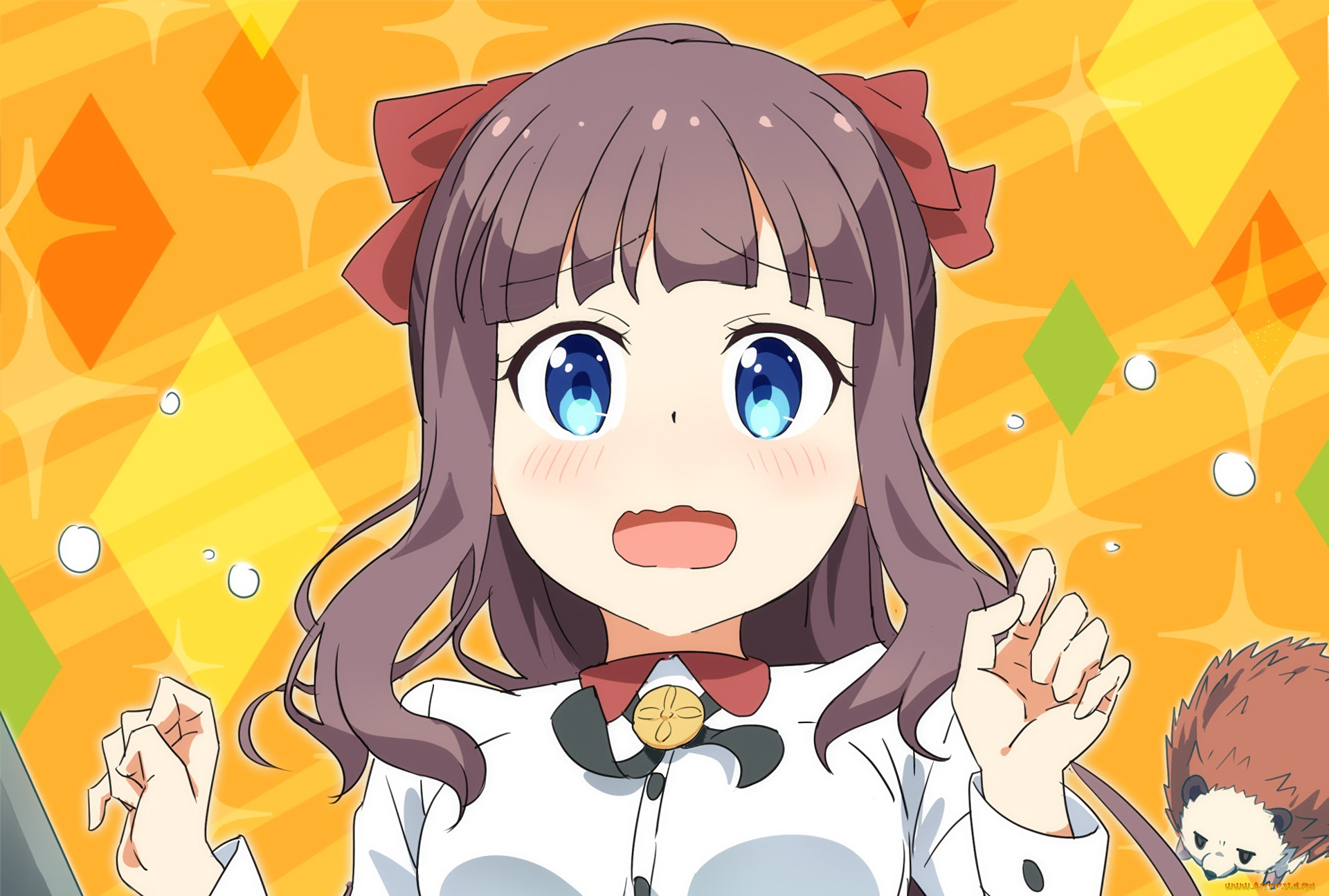 аниме, new, game, фон, взгляд, девушка