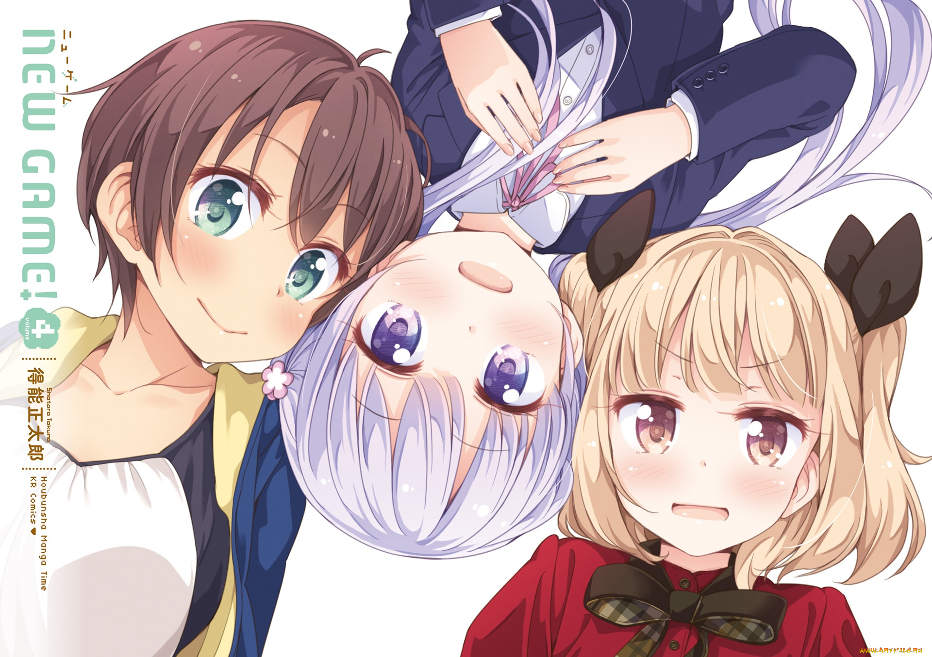 аниме, new, game, фон, взгляд, девушки