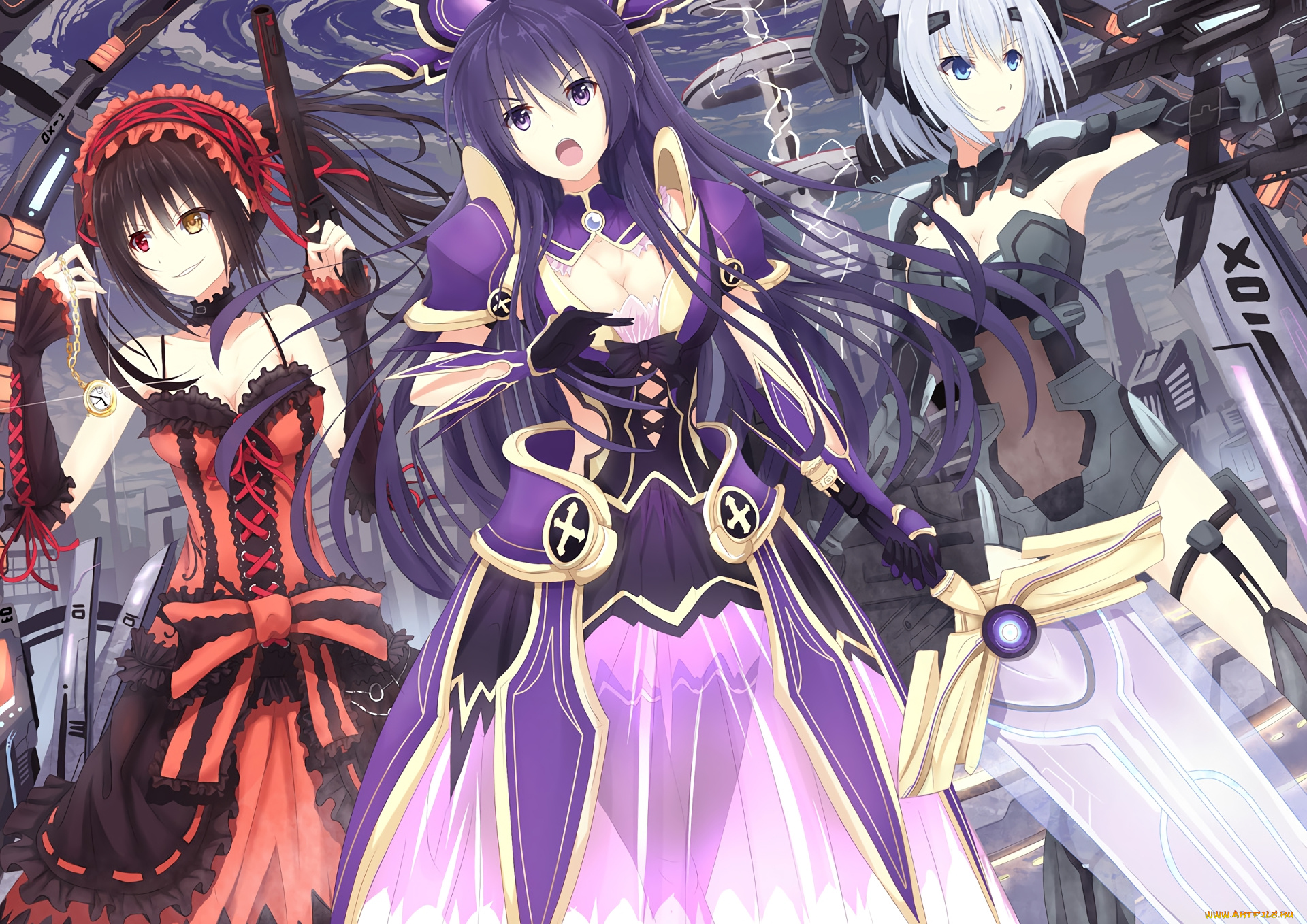 аниме, dead, or, alive, девушки, взгляд, фон