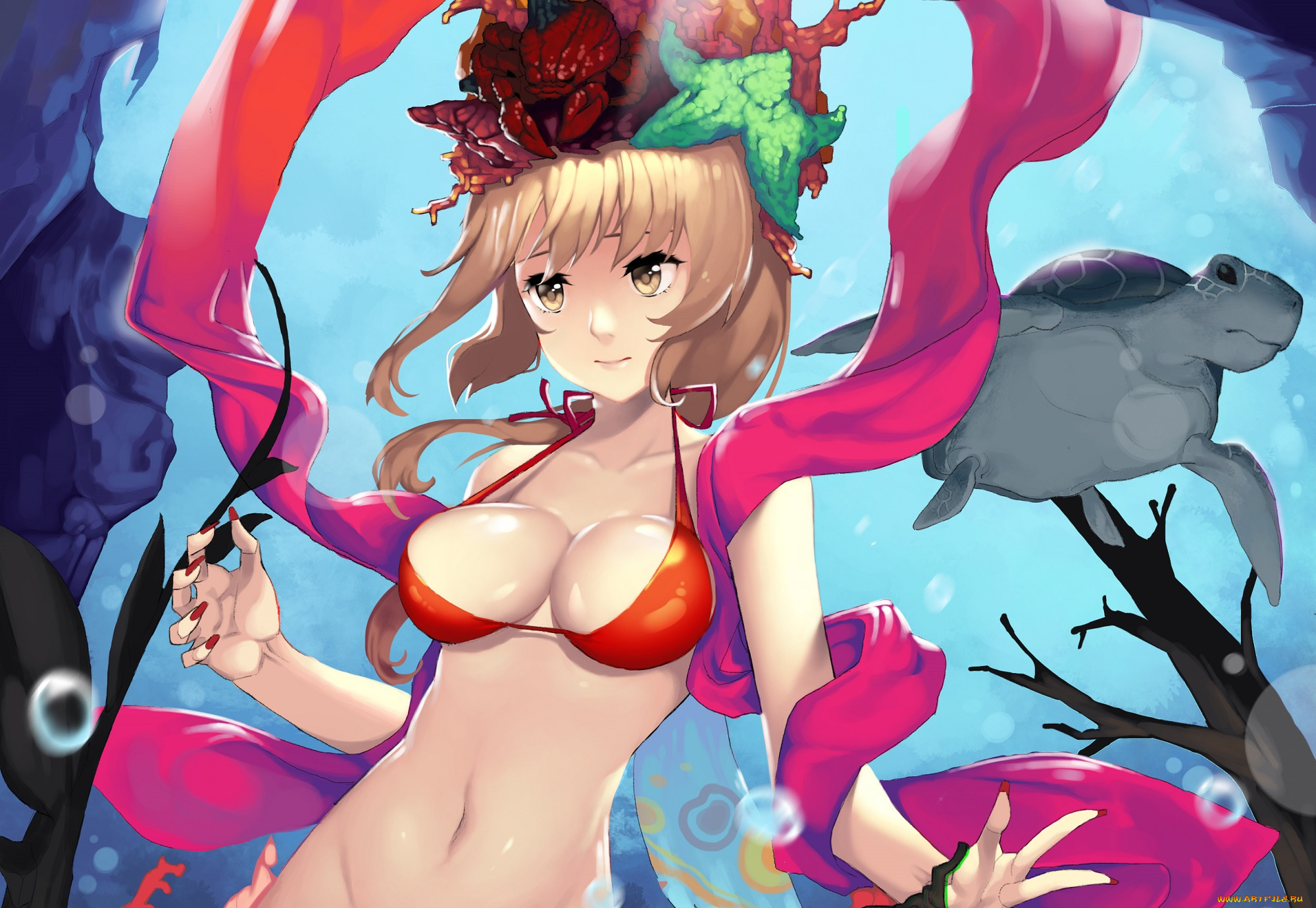 аниме, unknown, , другое, девушка, русалка