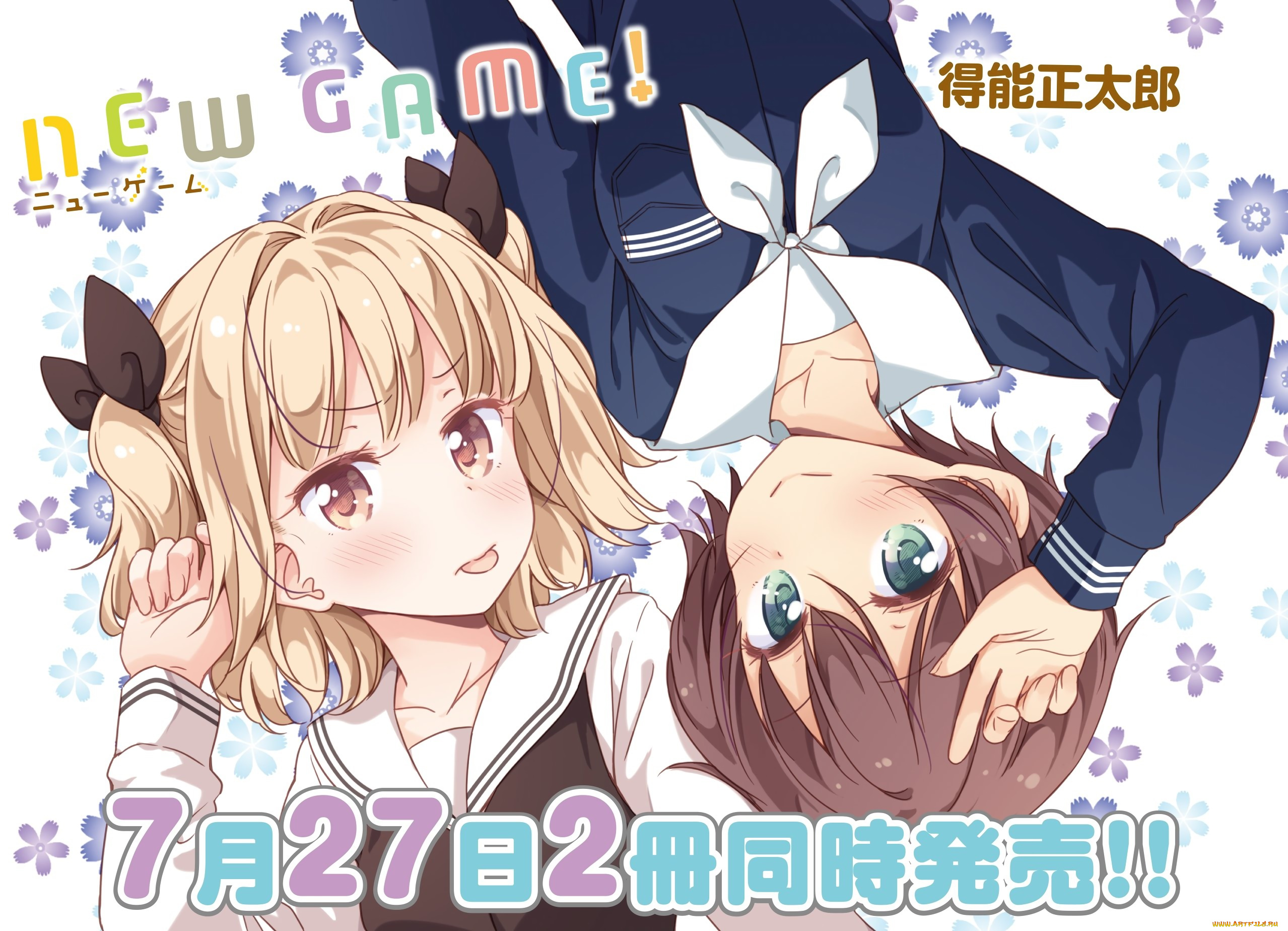 аниме, new, game, фон, взгляд, девушки