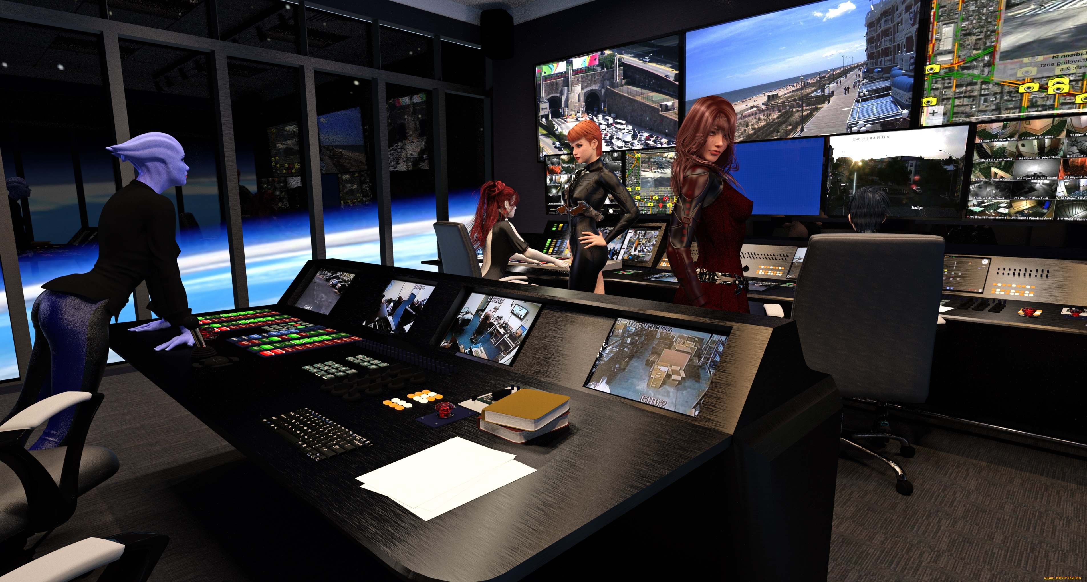 3д, графика, фантазия, , fantasy, фон, взгляд, девушки