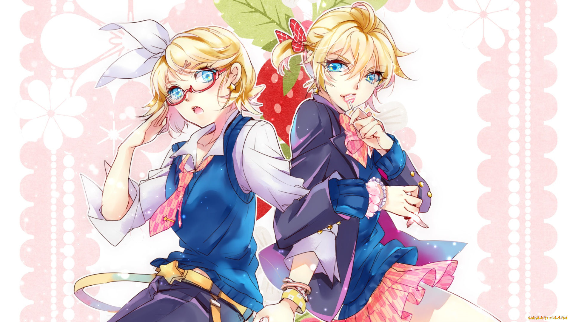 аниме, vocaloid, kagamine, mirrors