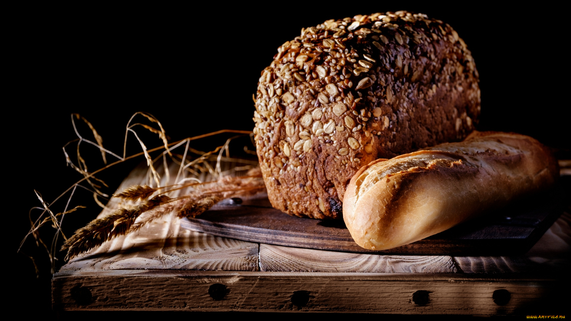 еда, хлеб, , выпечка, колосья, пшеница, батон