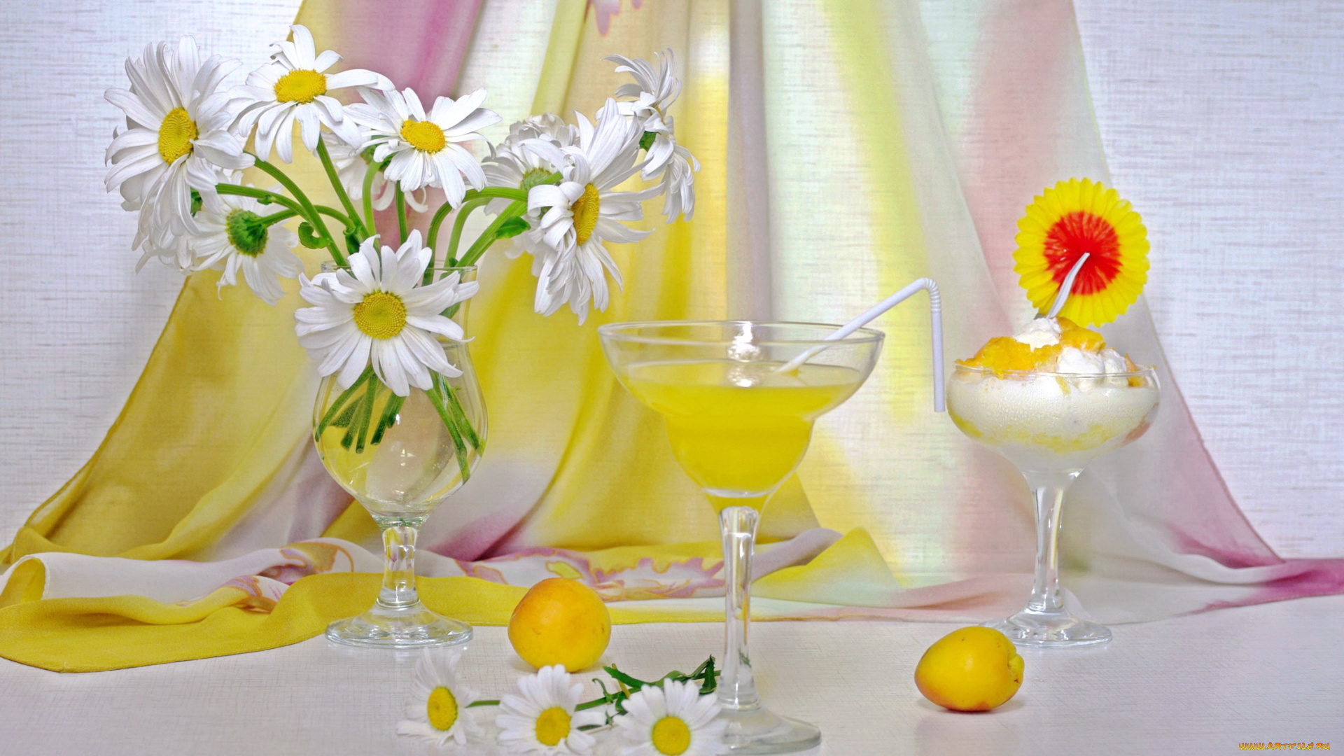 еда, напитки, , коктейль, натюрморт, конкурс, букеты, цветы, сок, десерт, букет, абрикосы, лето, мороженое, ромашки