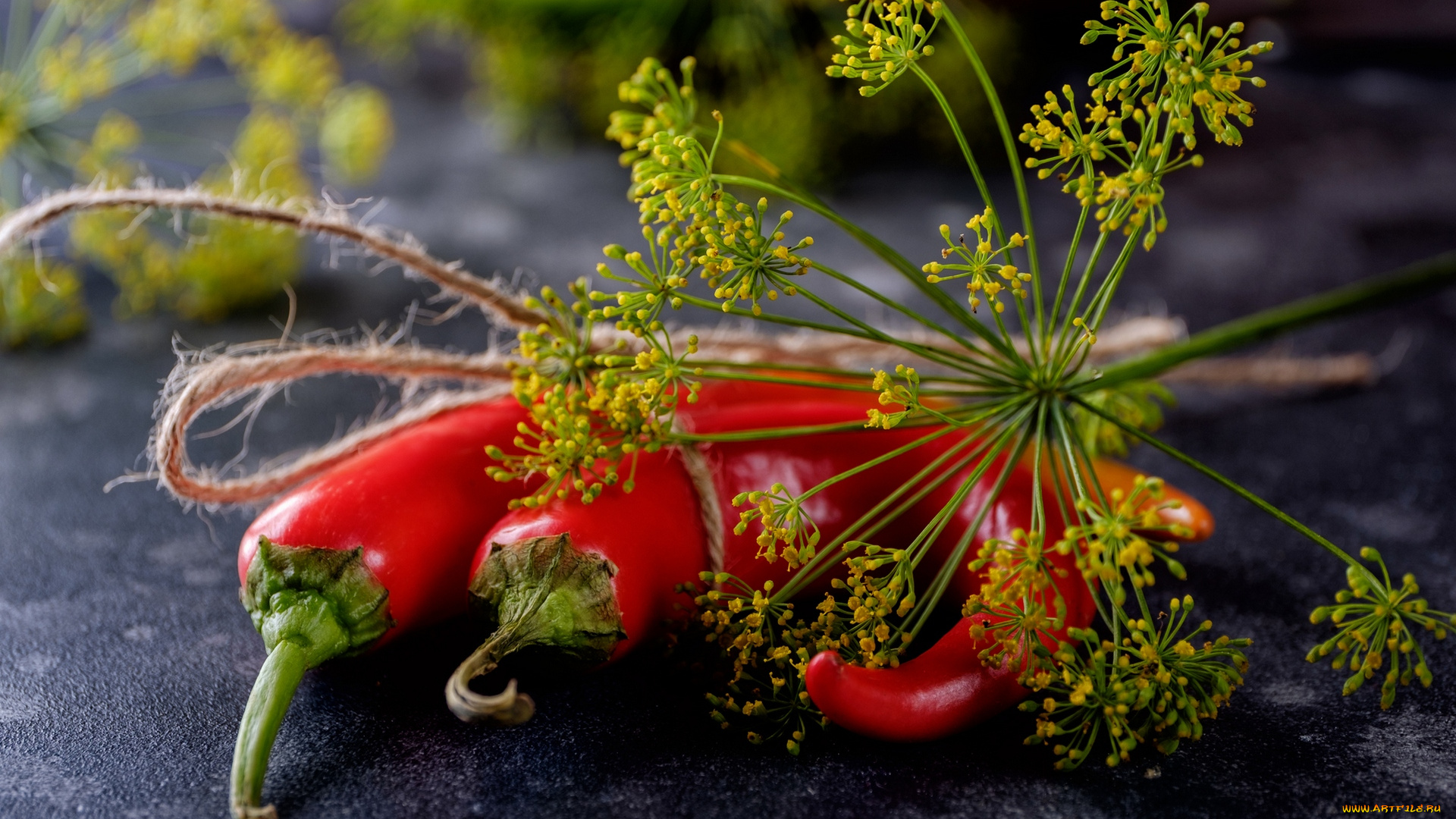 еда, перец, укроп, нить