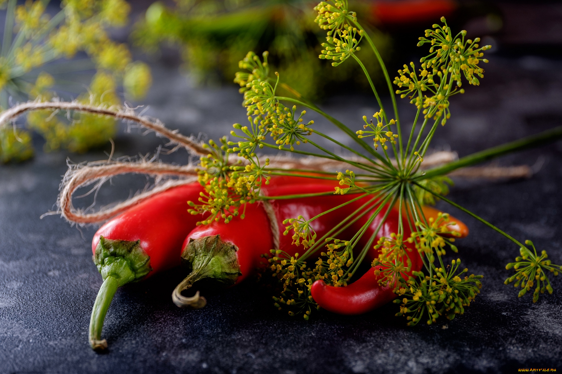 еда, перец, укроп, нить