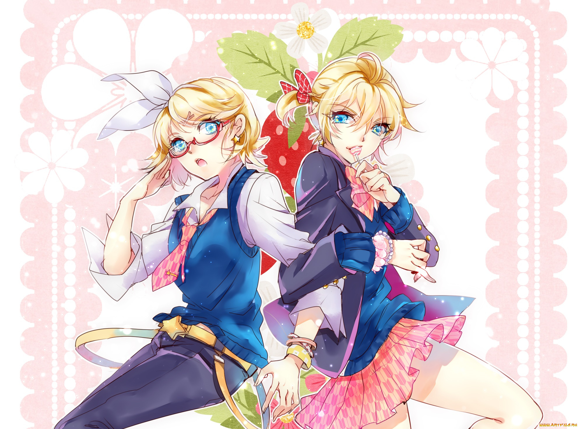 аниме, vocaloid, kagamine, mirrors