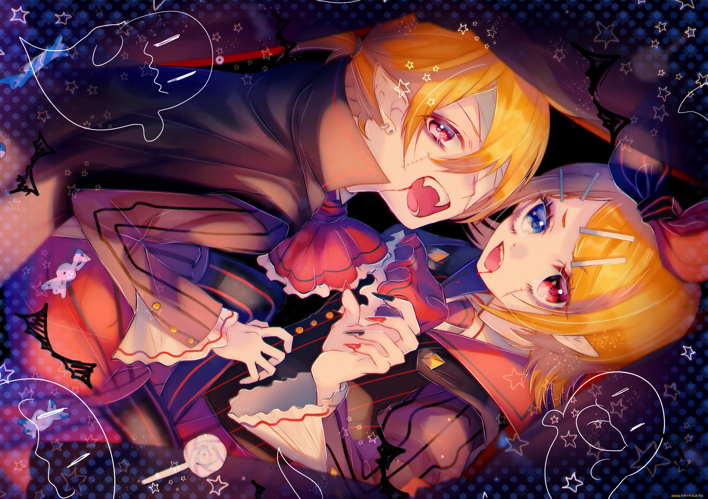 аниме, vocaloid, kagamine, mirrors