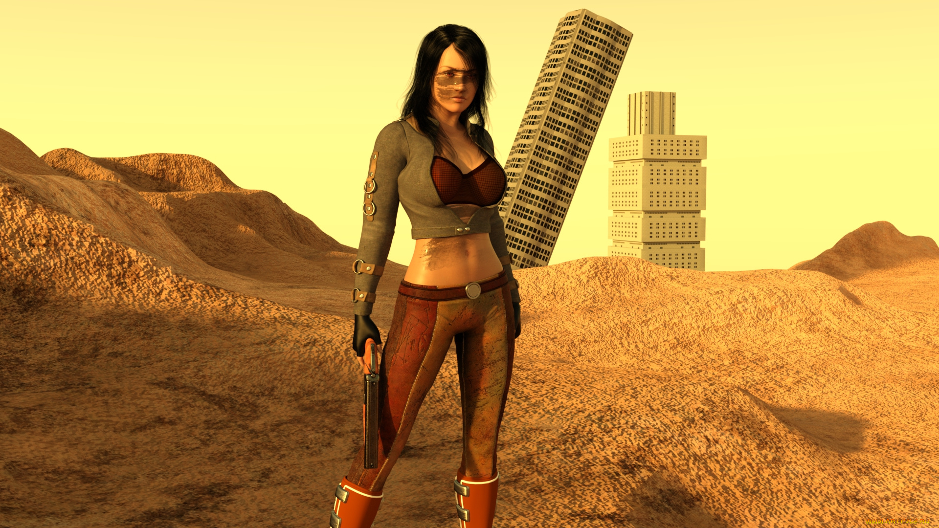 3д, графика, фантазия, , fantasy, фон, девушка, взгляд