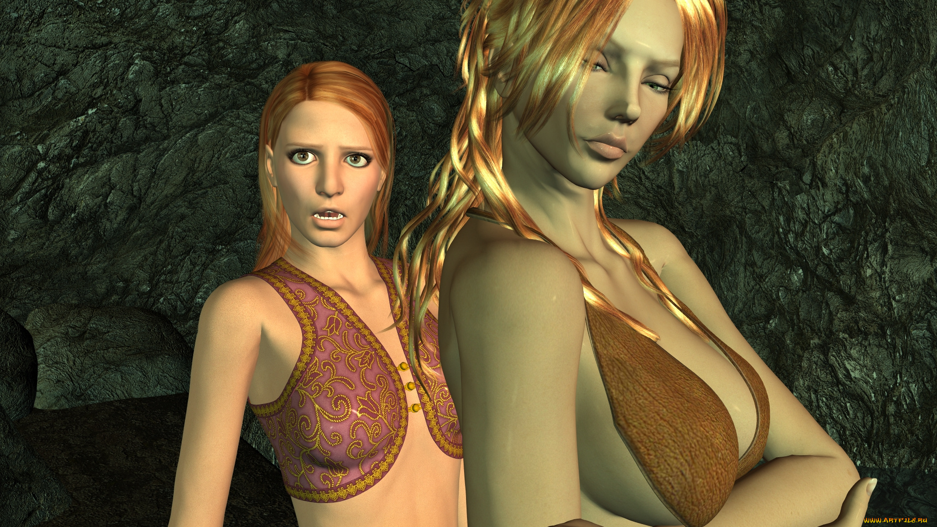 3д, графика, фантазия, , fantasy, взгляд, девушки, фон