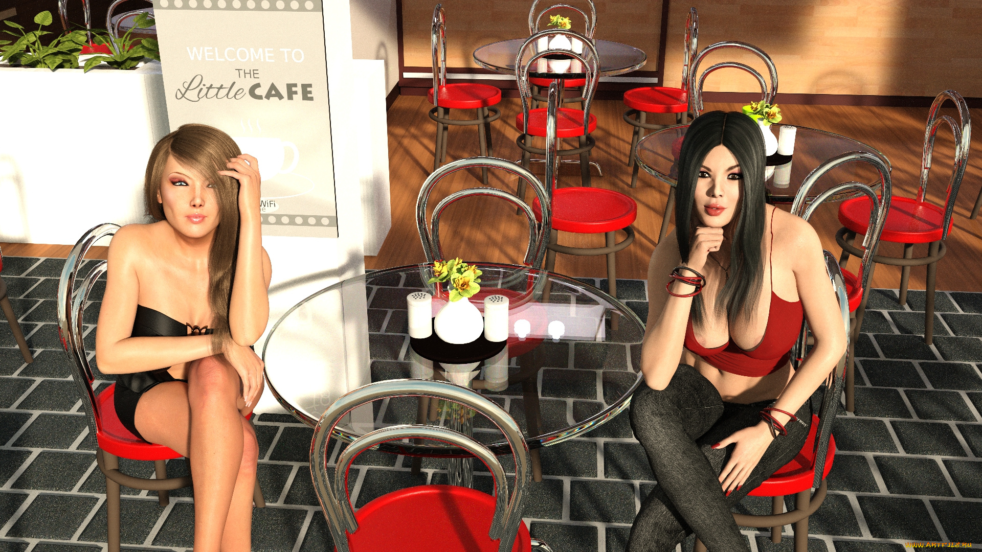 3д, графика, люди, , people, взгляд, фон, девушки