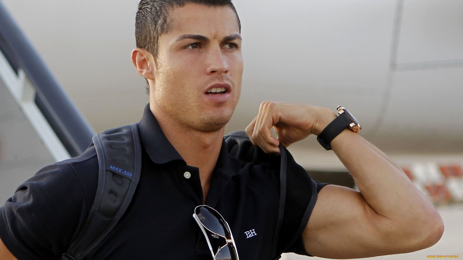 мужчины, cristiano, ronaldo, очки, часы, футболка, рональдо