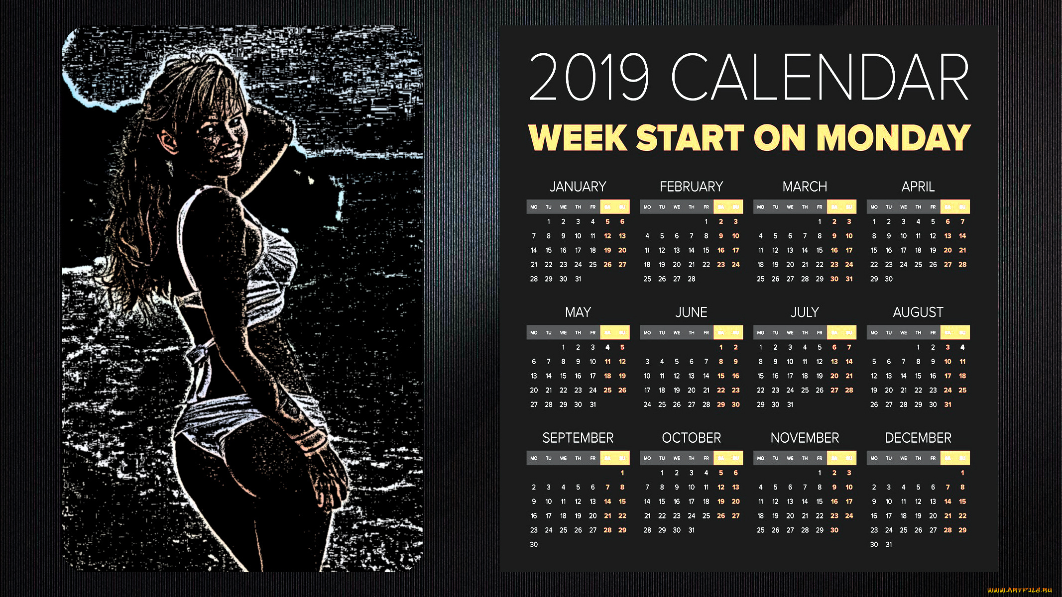 календари, компьютерный, дизайн, девушка, взгляд, улыбка, купальник