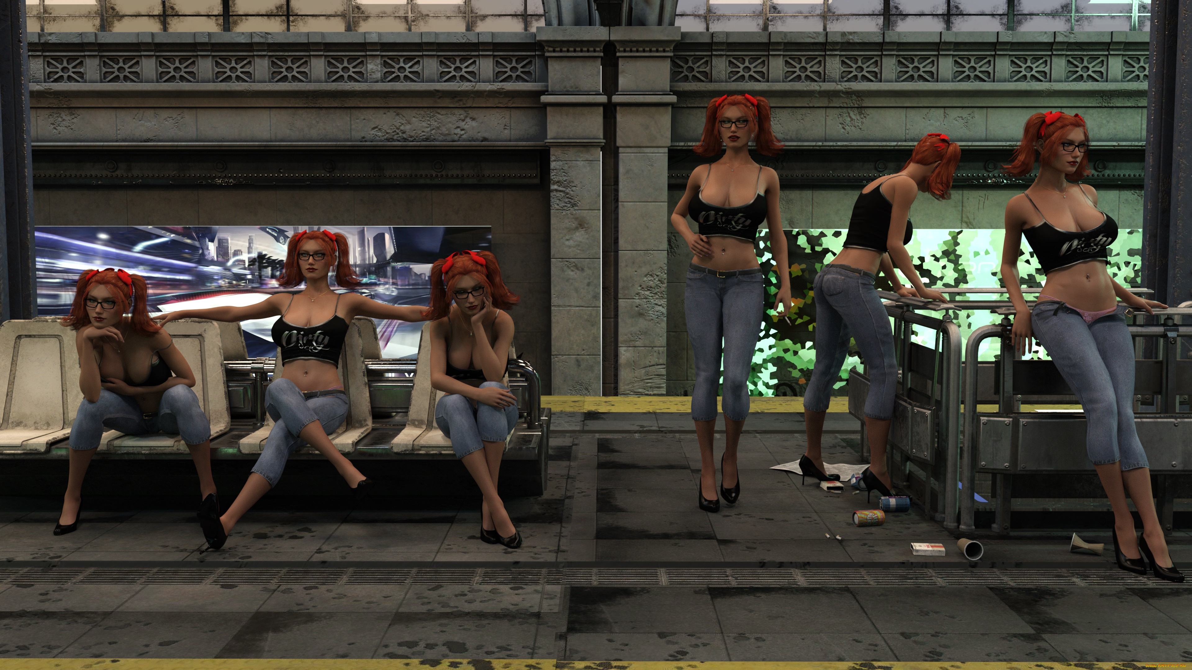 3д, графика, люди, , people, взгляд, девушки, фон