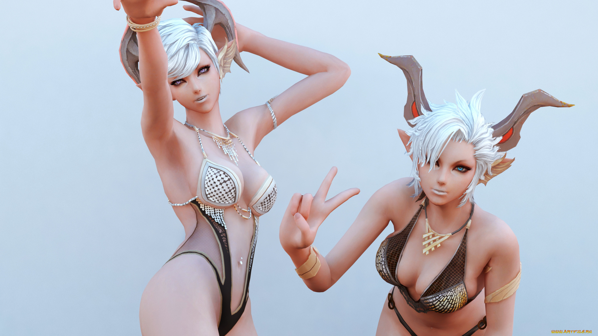 видео, игры, tera, , the, exiled, realm, of, arborea, рога, существа, взгляд, фон, девушки