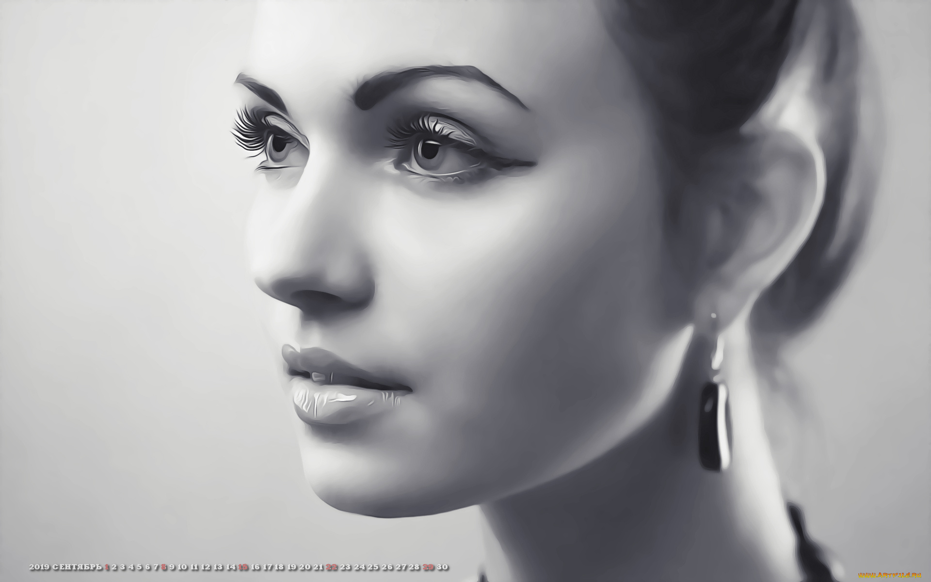 календари, компьютерный, дизайн, профиль, девушка, серьги, лицо, calendar, женщина, макияж, 2019