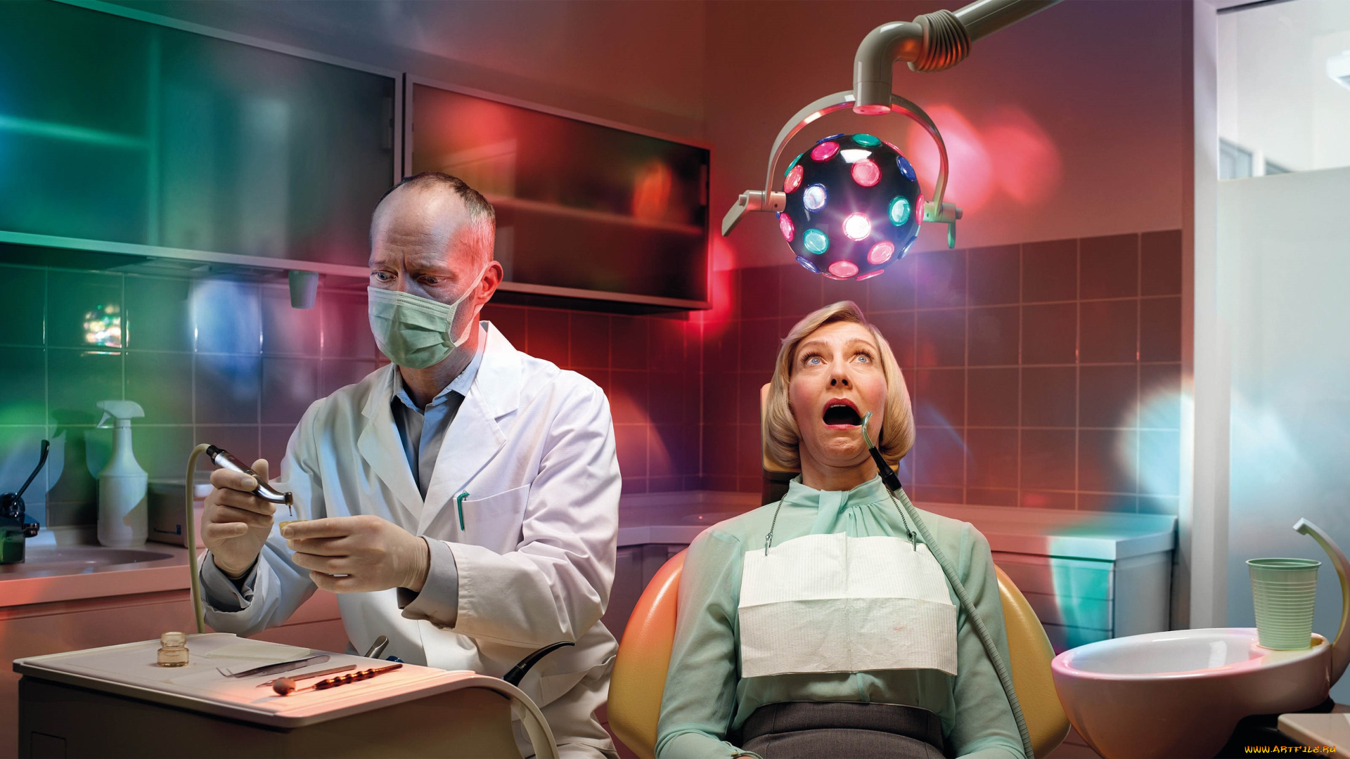 юмор, и, приколы, дантист, женщина, стробоскоп