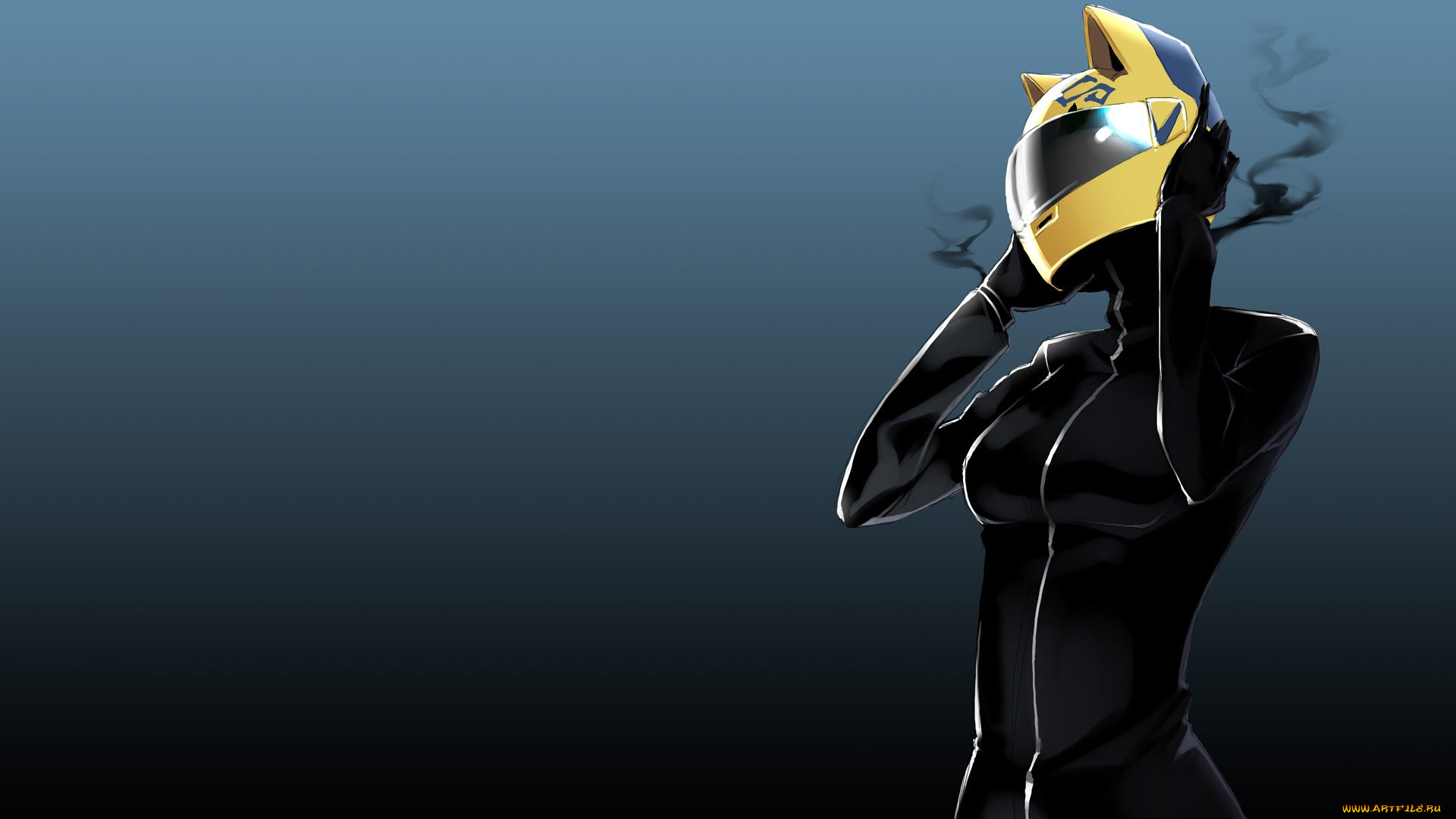 аниме, durarara, девушка, костюм, шлем