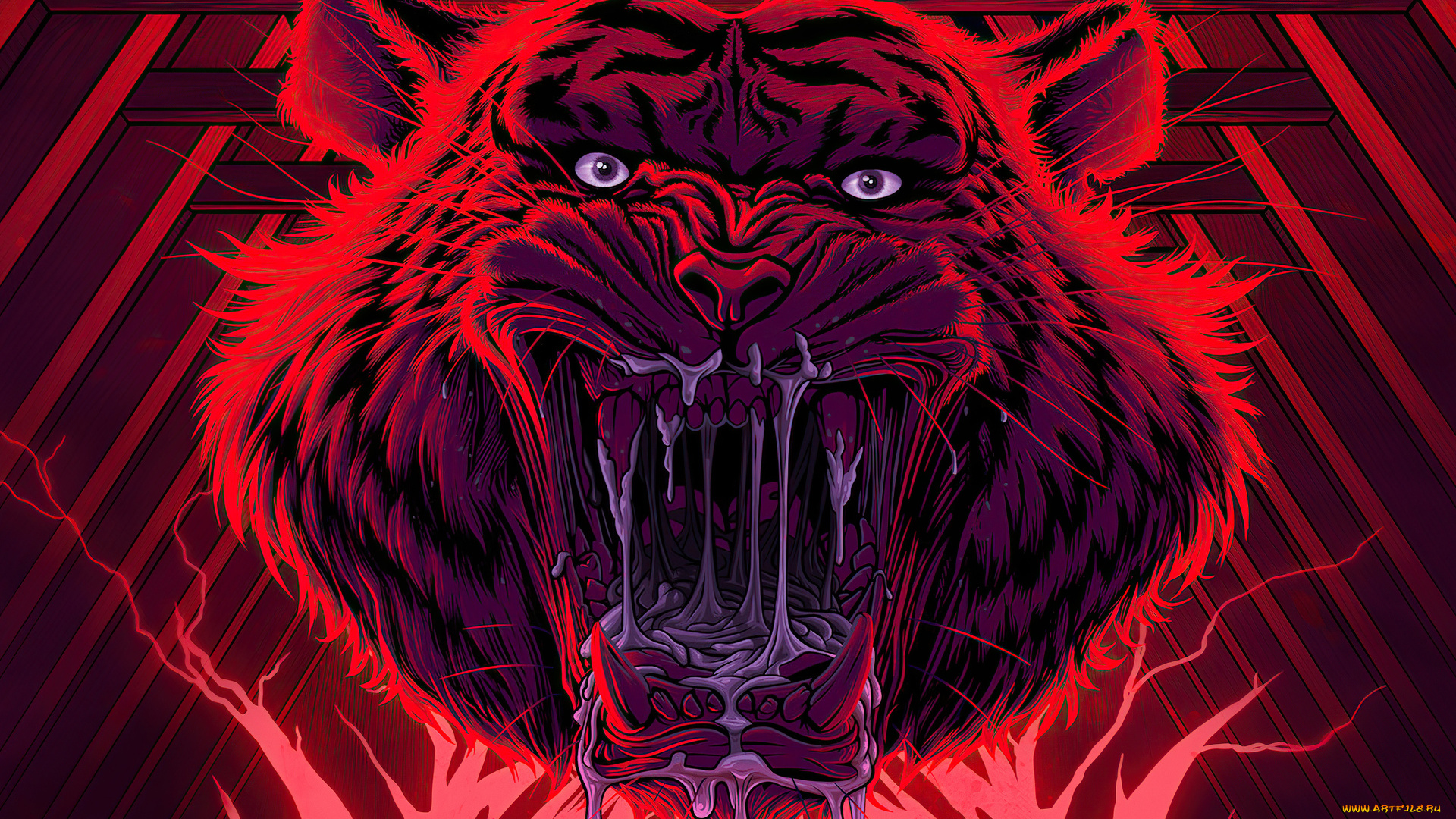 рисованное, животные, , тигры, тигр