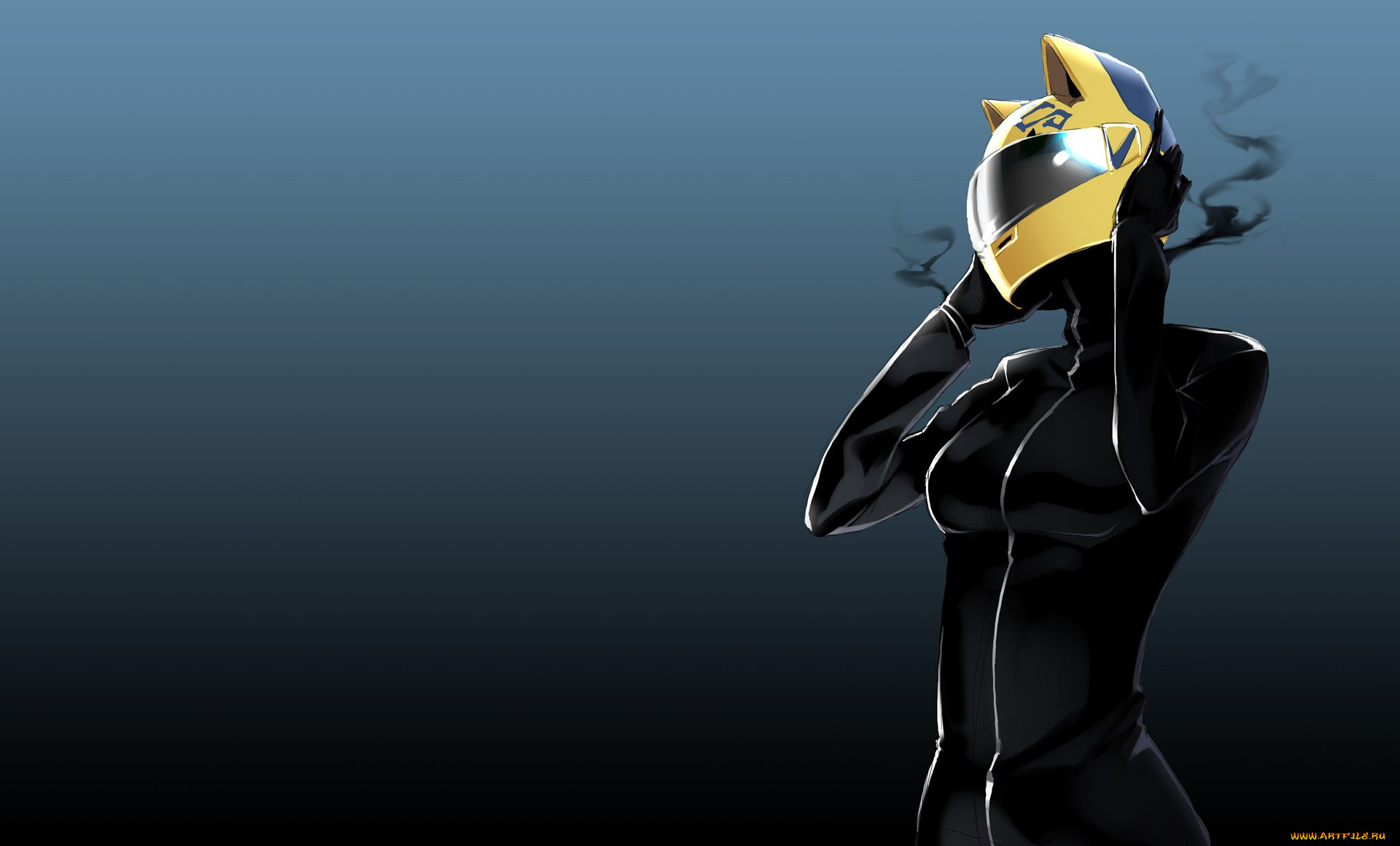 аниме, durarara, девушка, костюм, шлем