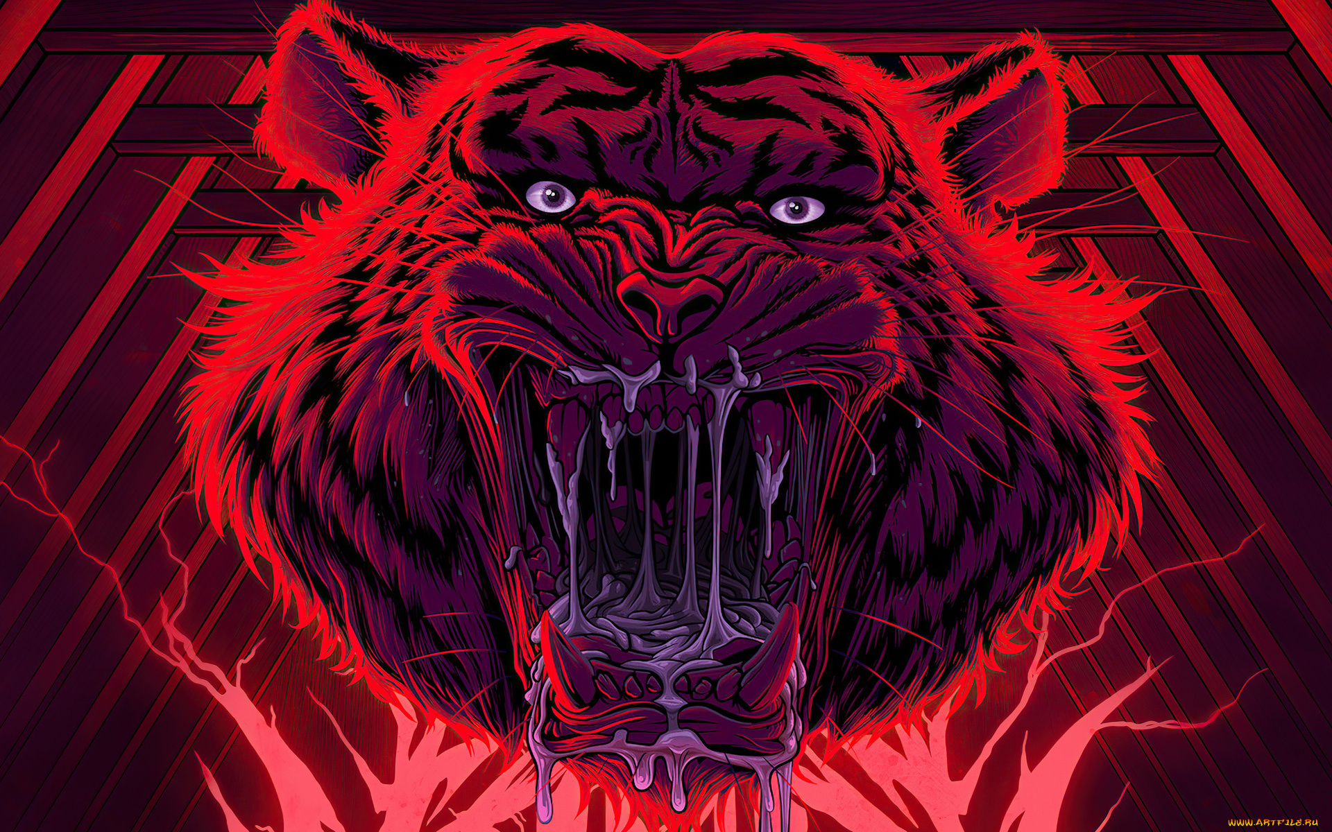 рисованное, животные, , тигры, тигр