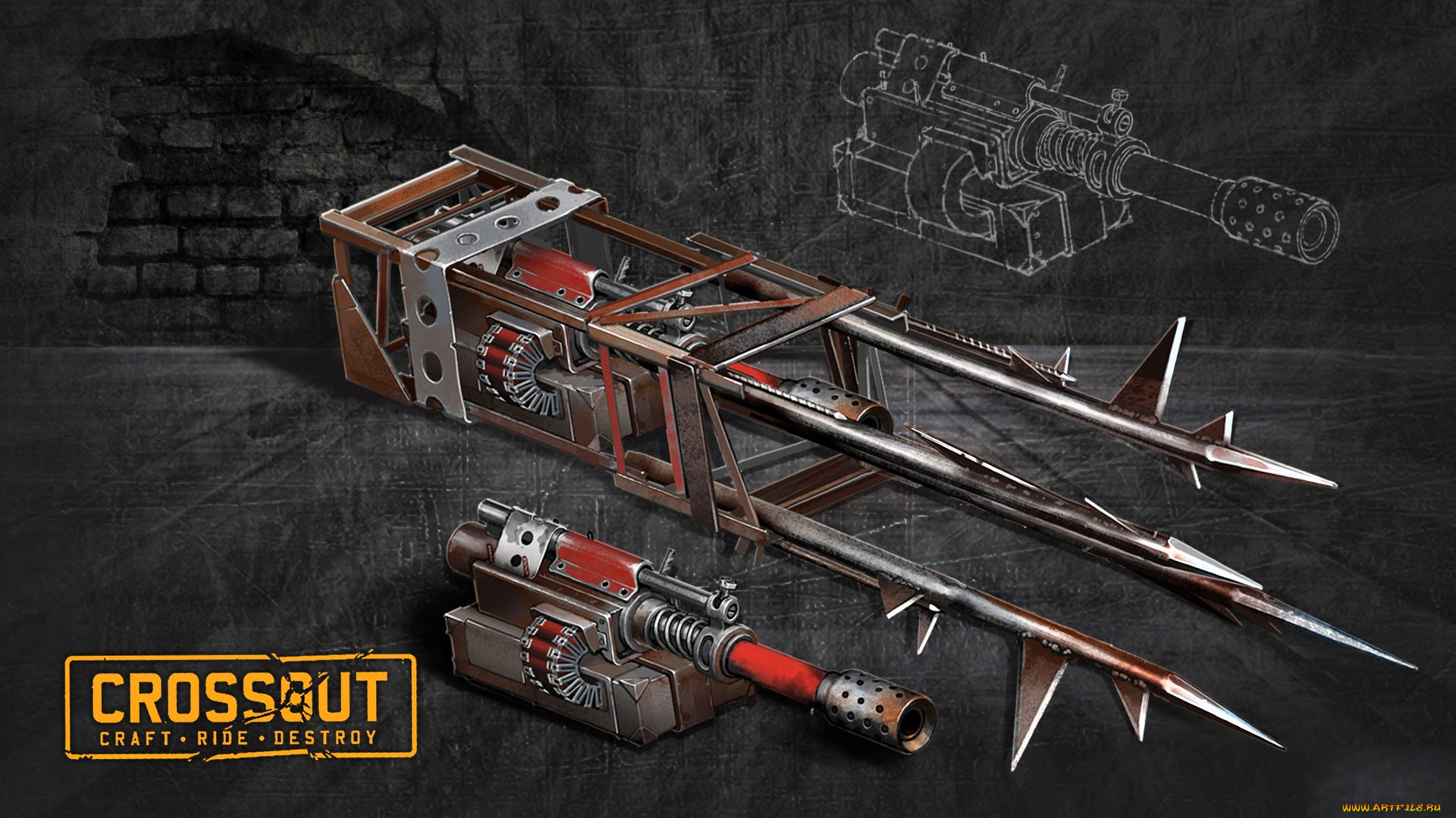 видео, игры, crossout, оружие, чертеж, стена