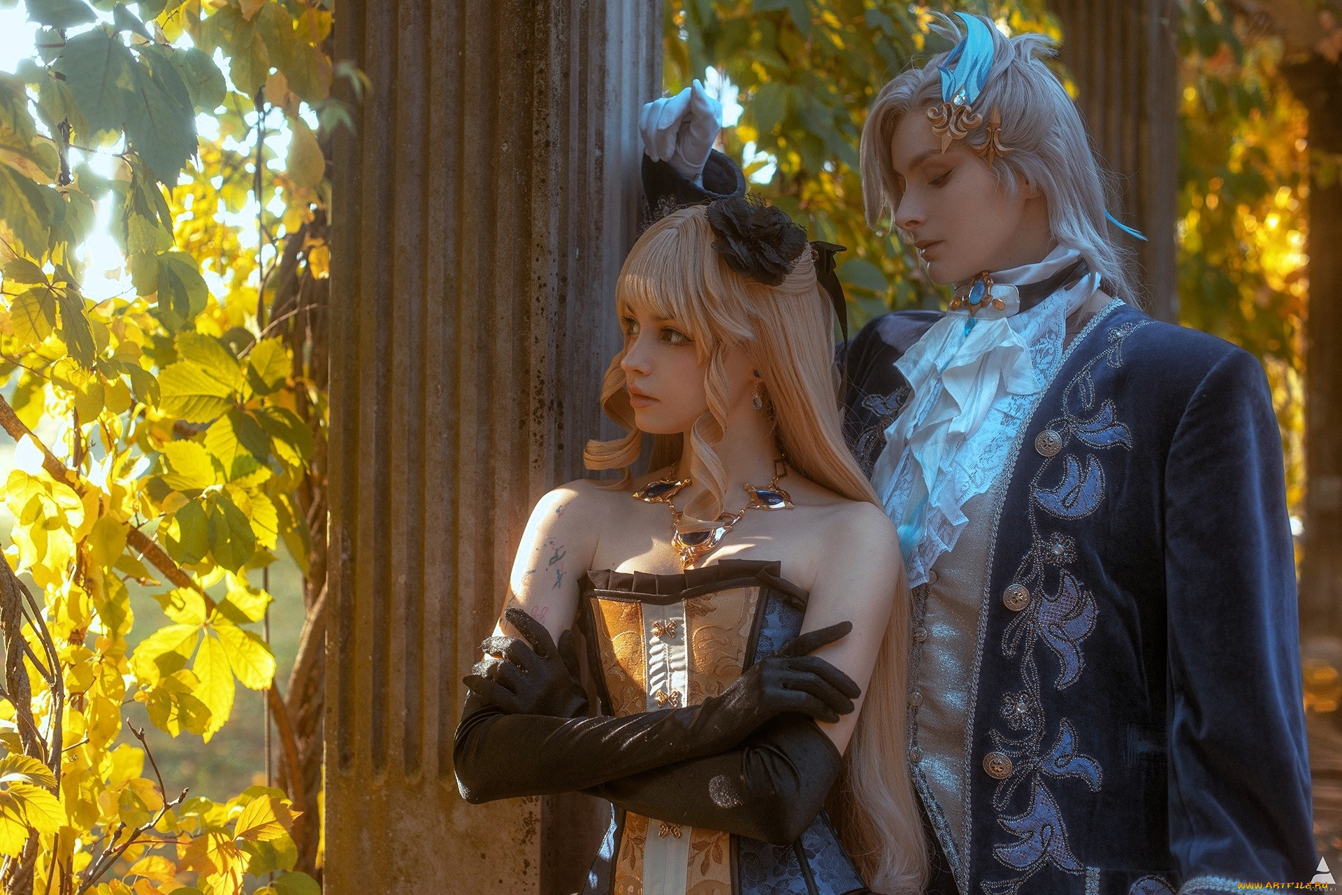 девушки, tenletters, образ, косплей, наряды, костюмы, принцесса, принц, сад, беседка