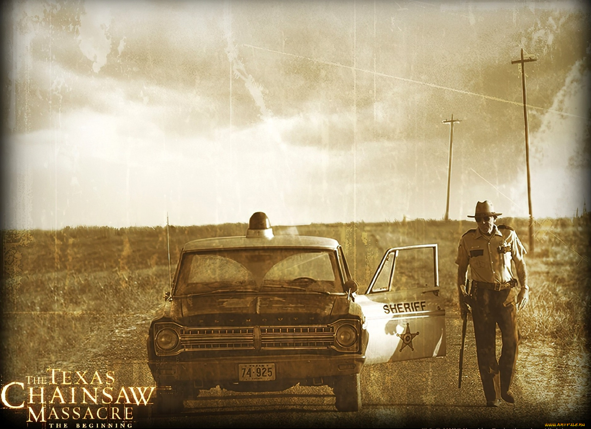 кино, фильмы, the, texas, chainsaw, massacre, , the, beginning, полицейский, шериф, машина, дорога, поля