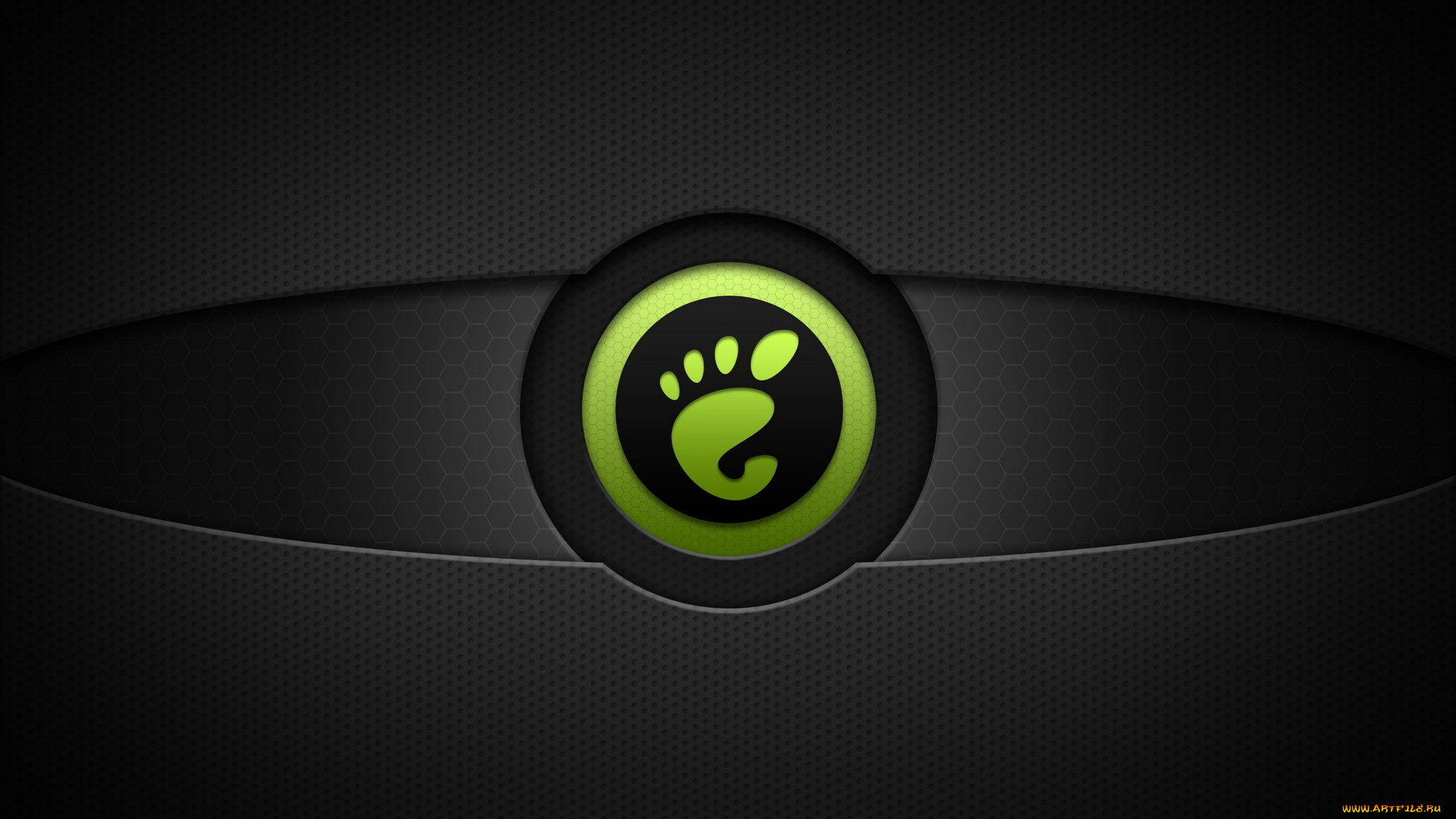 компьютеры, gnome, отпечаток, знак, черный, фон, зеленый, нога