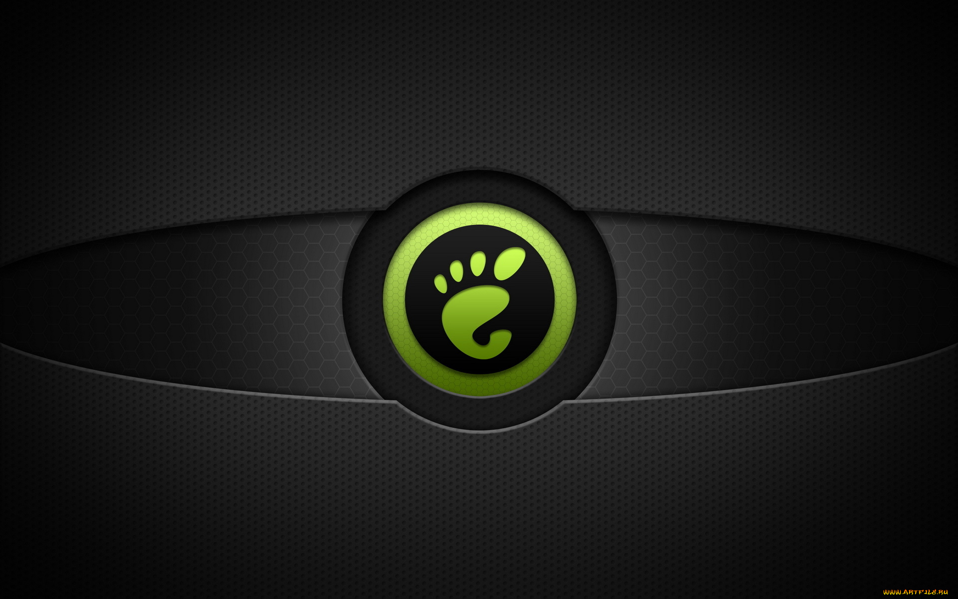 компьютеры, gnome, отпечаток, знак, черный, фон, зеленый, нога