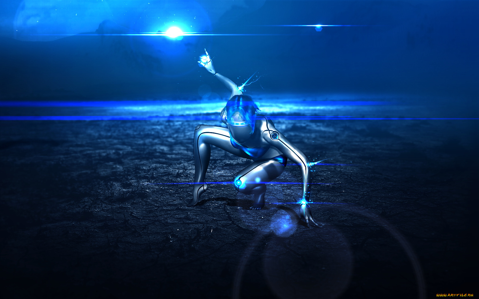 3д, графика, creatures, существа, киборг