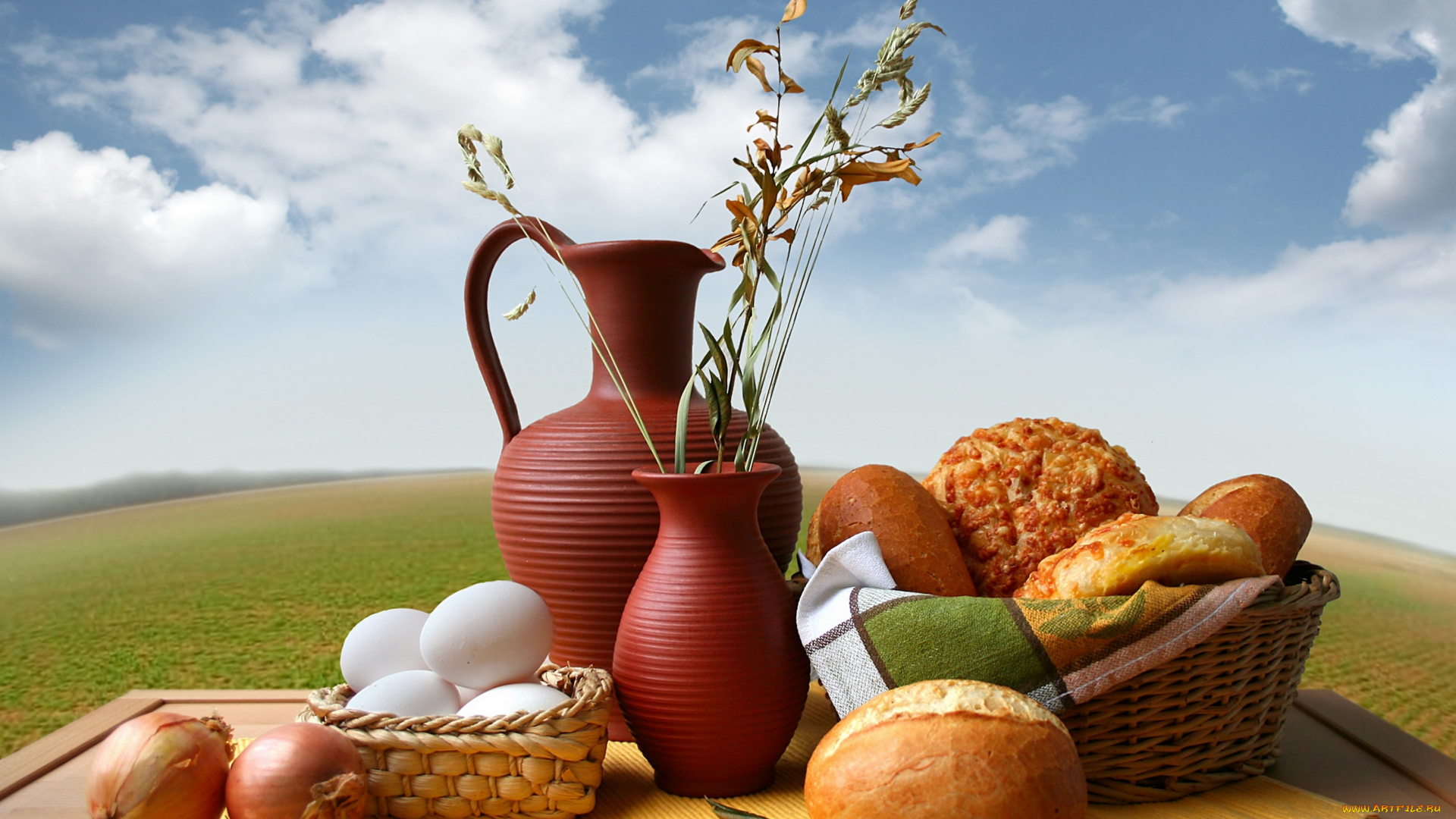 еда, хлеб, выпечка, яйца