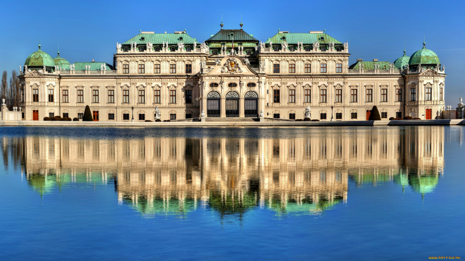 belvedere, the, castle, of, prinz, eugen, города, вена, австрия, замок, озеро