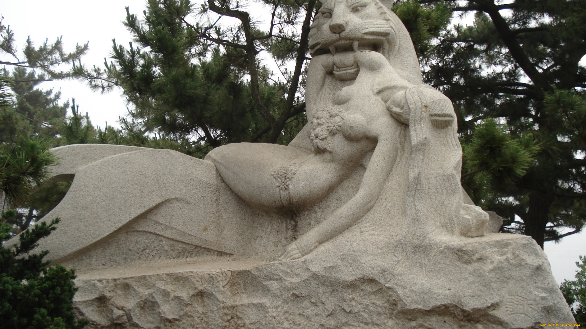 разное, фигуры, из, песка, льда, снега, девушка, лев