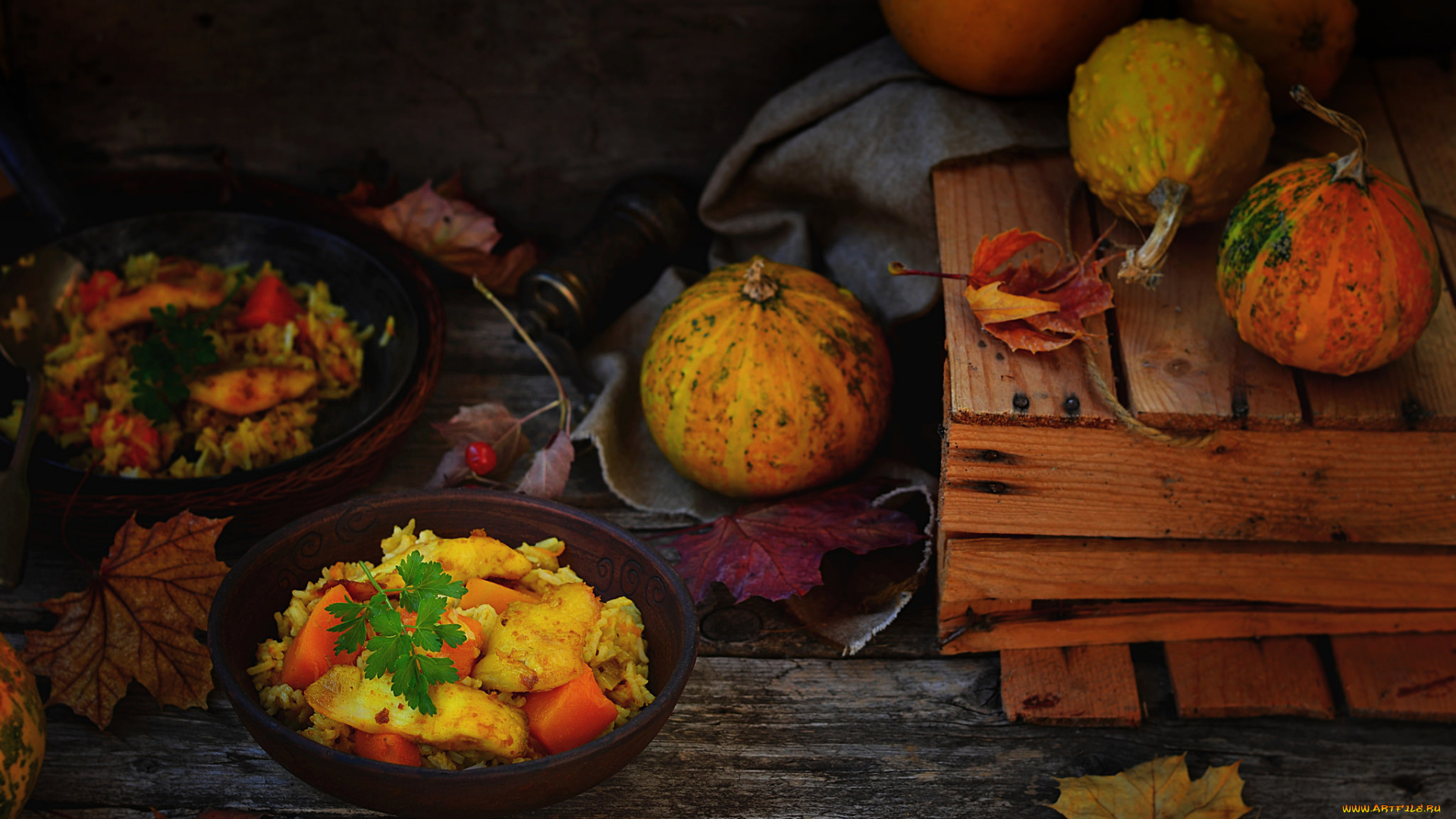 еда, вторые, блюда, ложка, тыква, плов