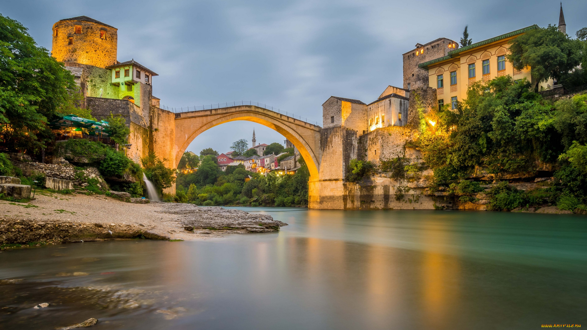 the, old, bridge, , mostar, города, -, мосты, дома, арка, мост, река