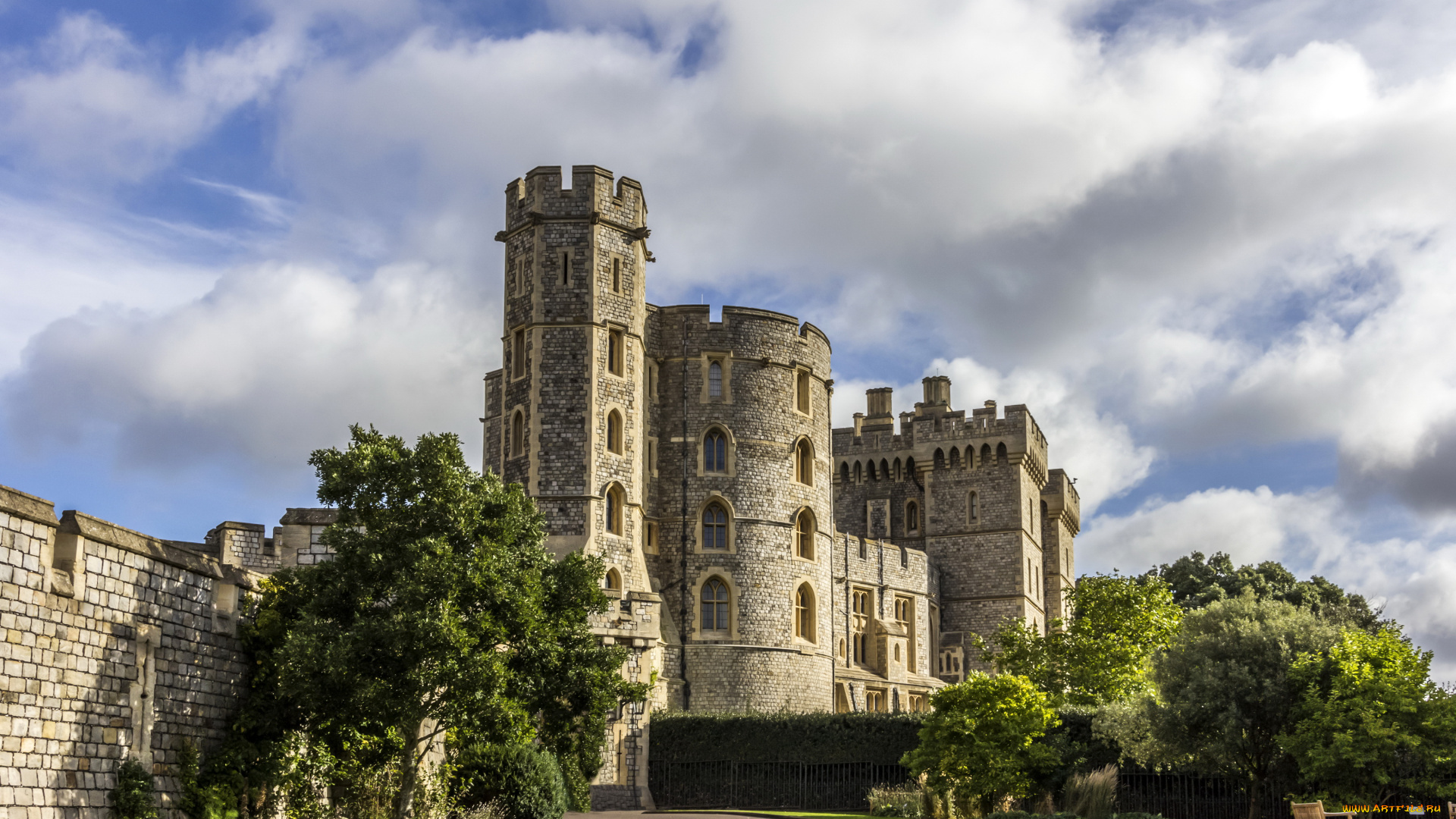 windsor, castle, города, замки, англии, англия, деревья, ландшафт, замок, castle, windsor