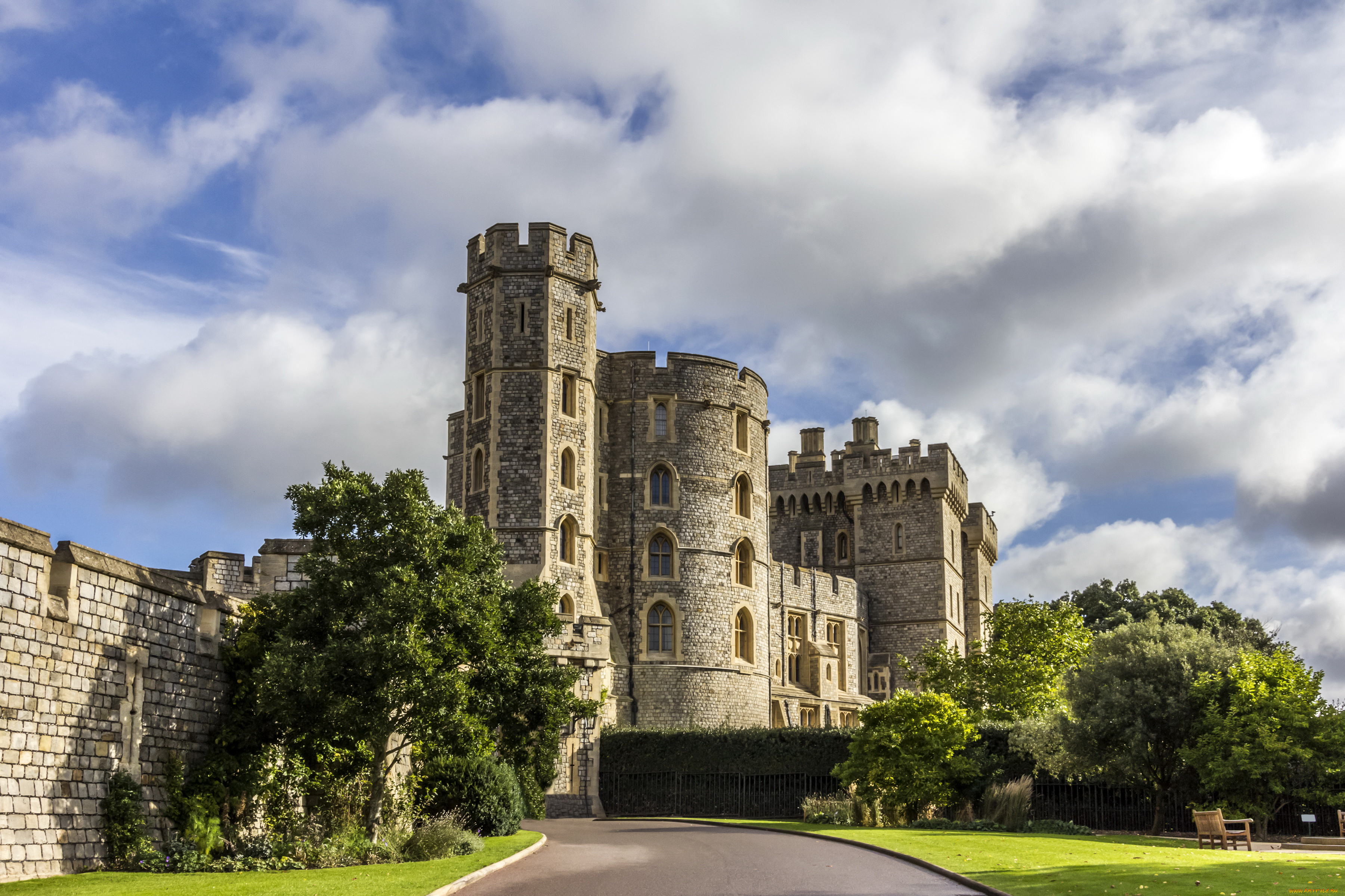 windsor, castle, города, замки, англии, англия, деревья, ландшафт, замок, castle, windsor