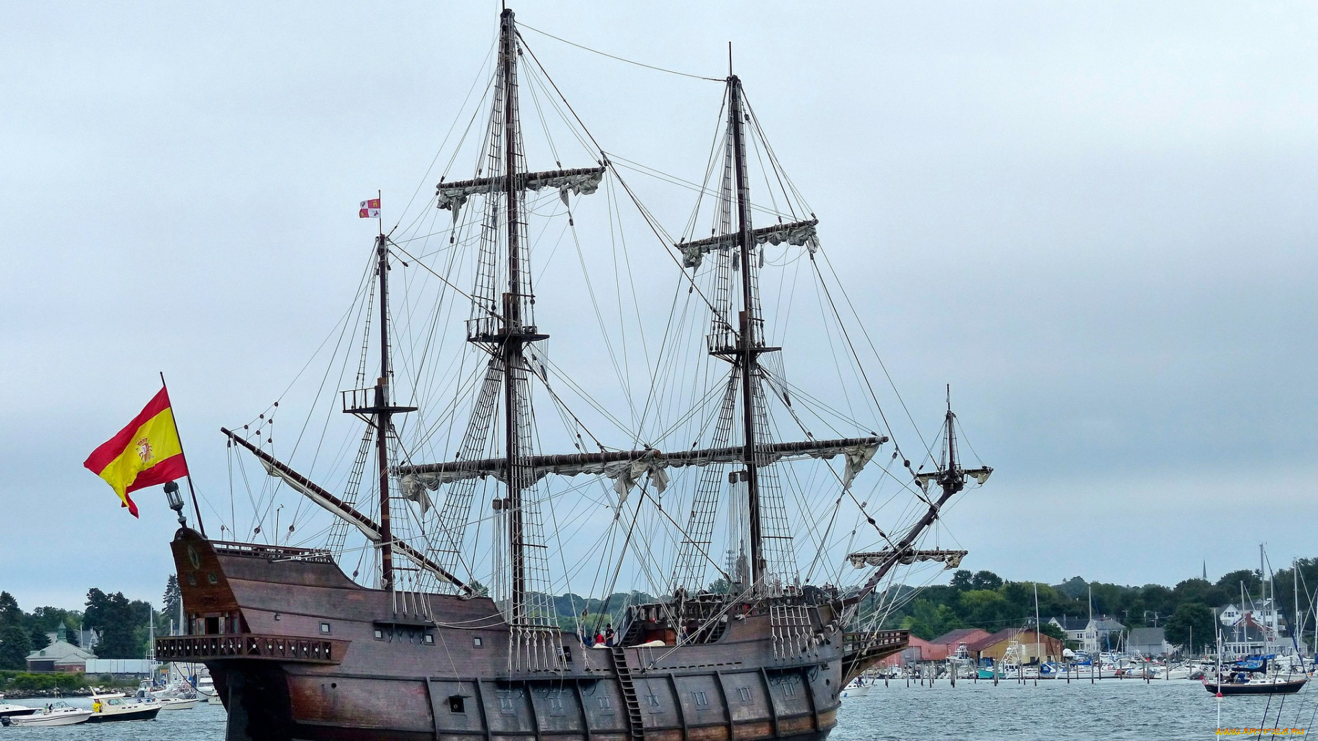 el, galeon, andalucia, , portland, harbor, , maine, корабли, парусники, галеон