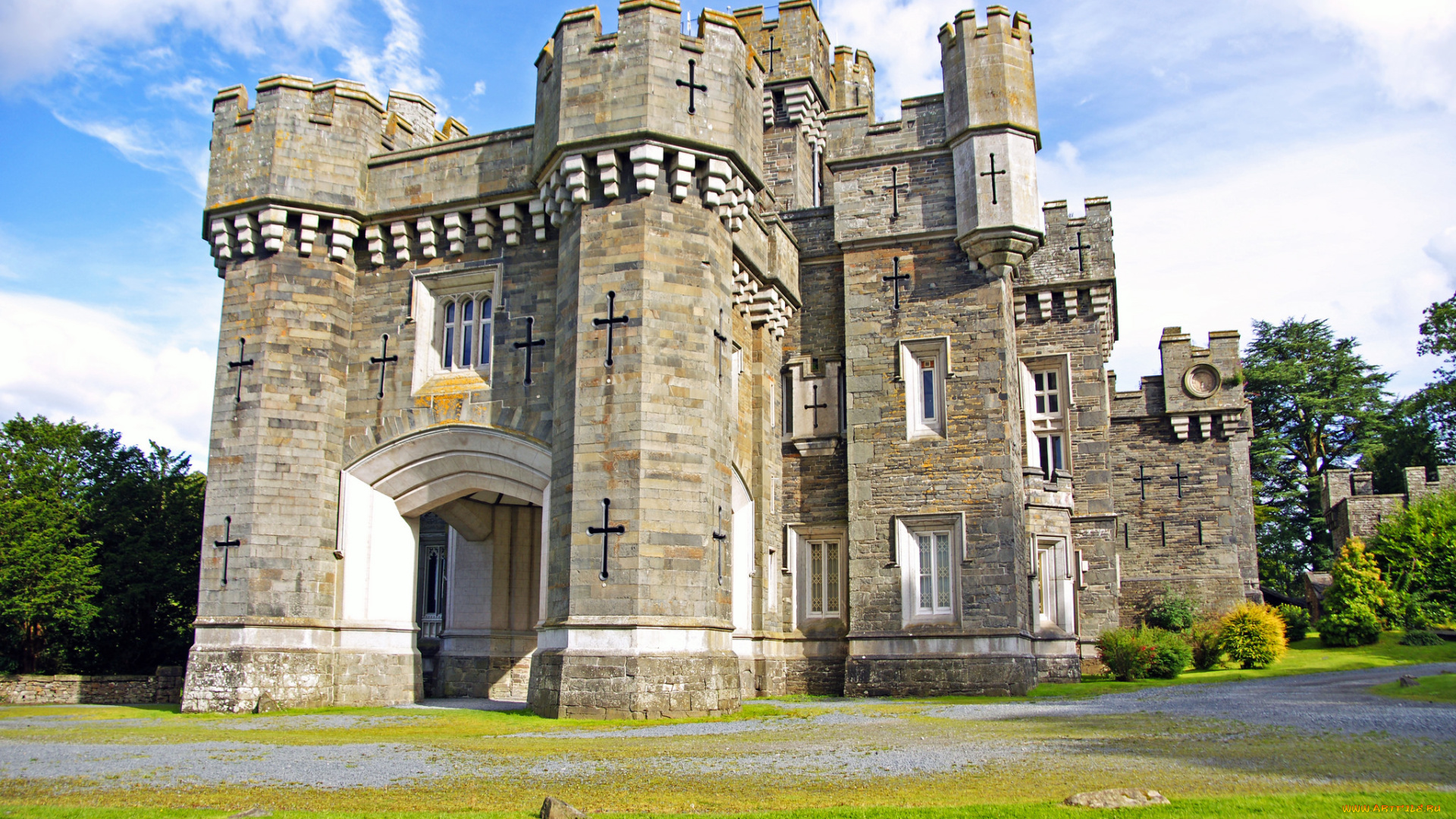 wray, castle, , lake, district, , england, города, замки, англии, цитадель