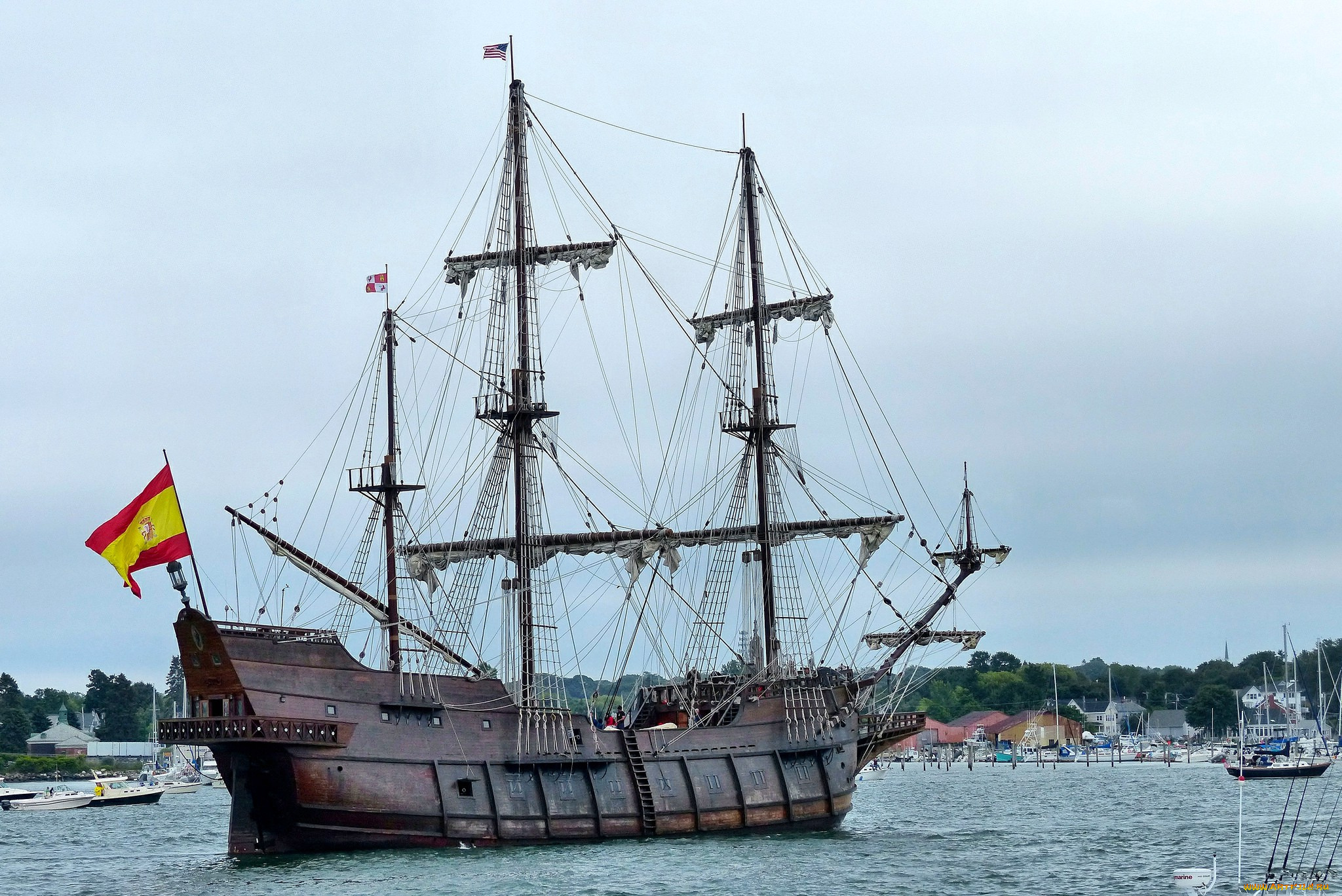 el, galeon, andalucia, , portland, harbor, , maine, корабли, парусники, галеон