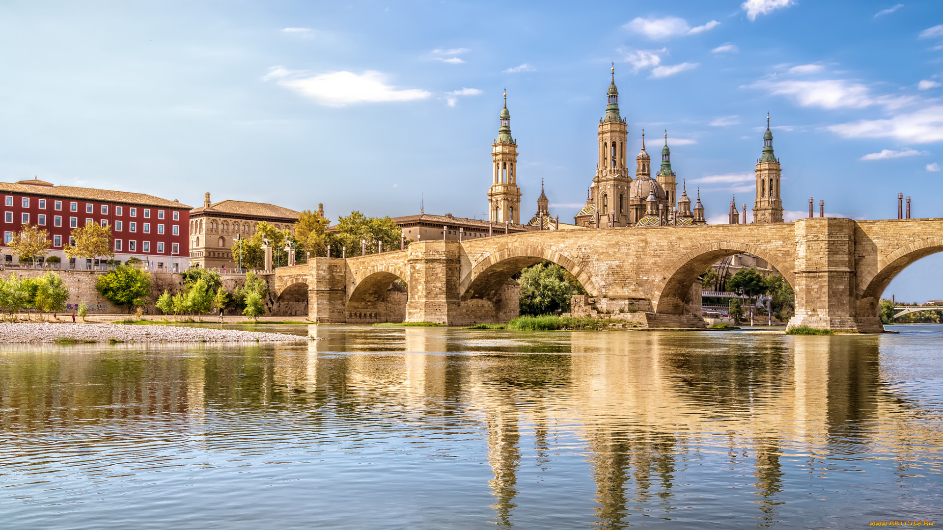 сарагоса, города, -, мосты, мост, река