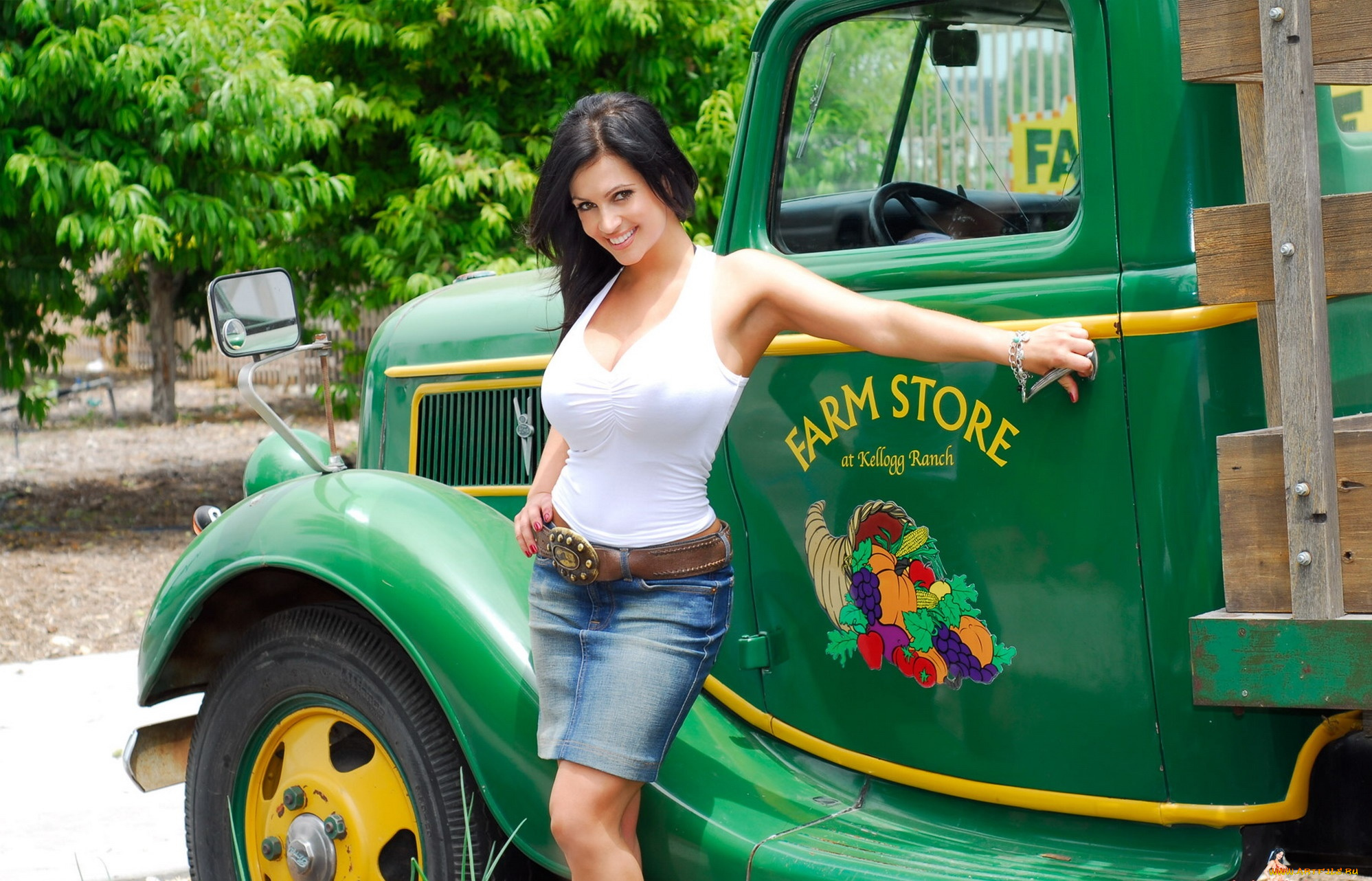 автомобили, -авто, с, девушками, фон, взгляд, девушка