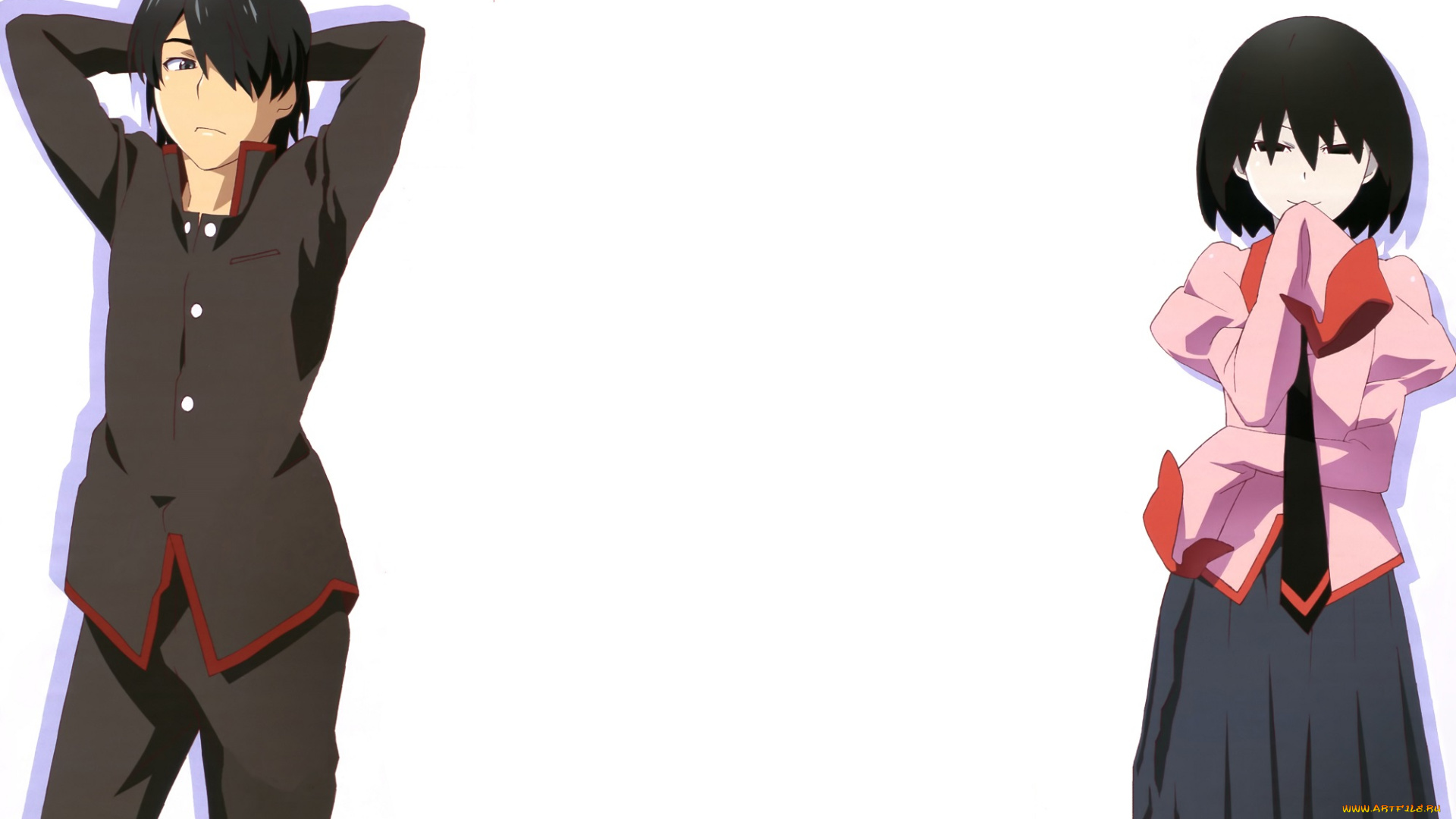 аниме, bakemonogatari, двое