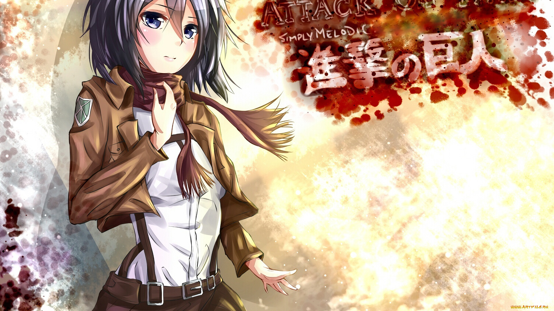 аниме, shingeki, no, kyojin, девушка