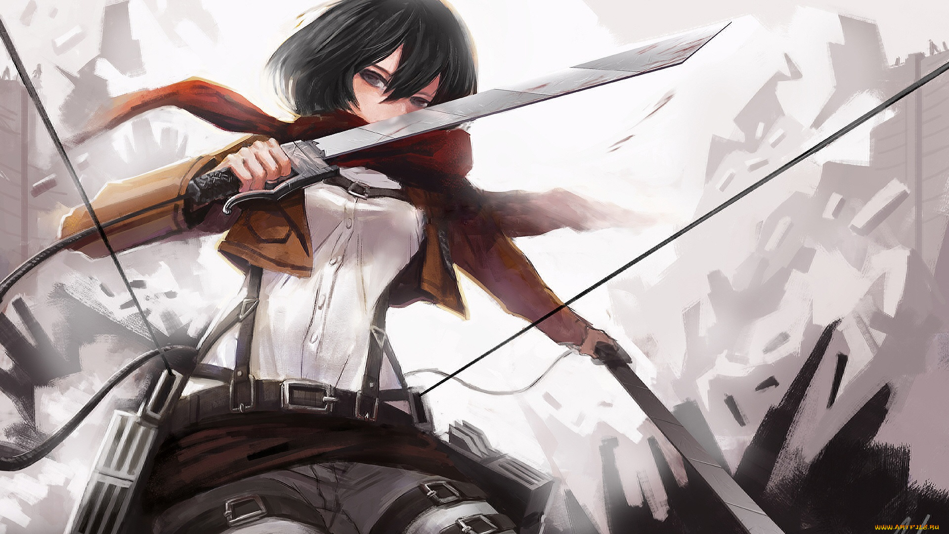 аниме, shingeki, no, kyojin, девушка