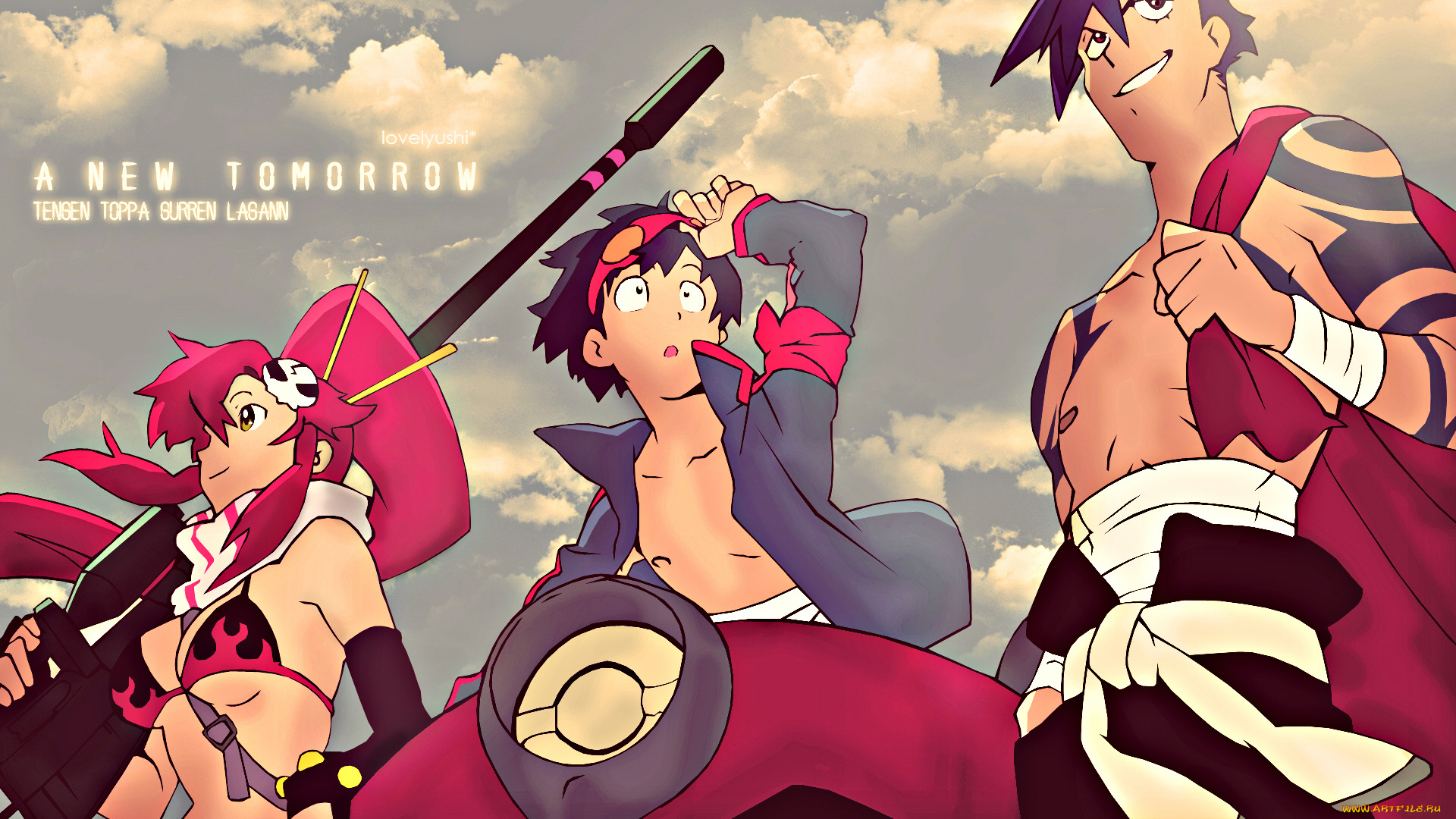 аниме, tengen, toppa, gurren-lagann, гуррен-лаган